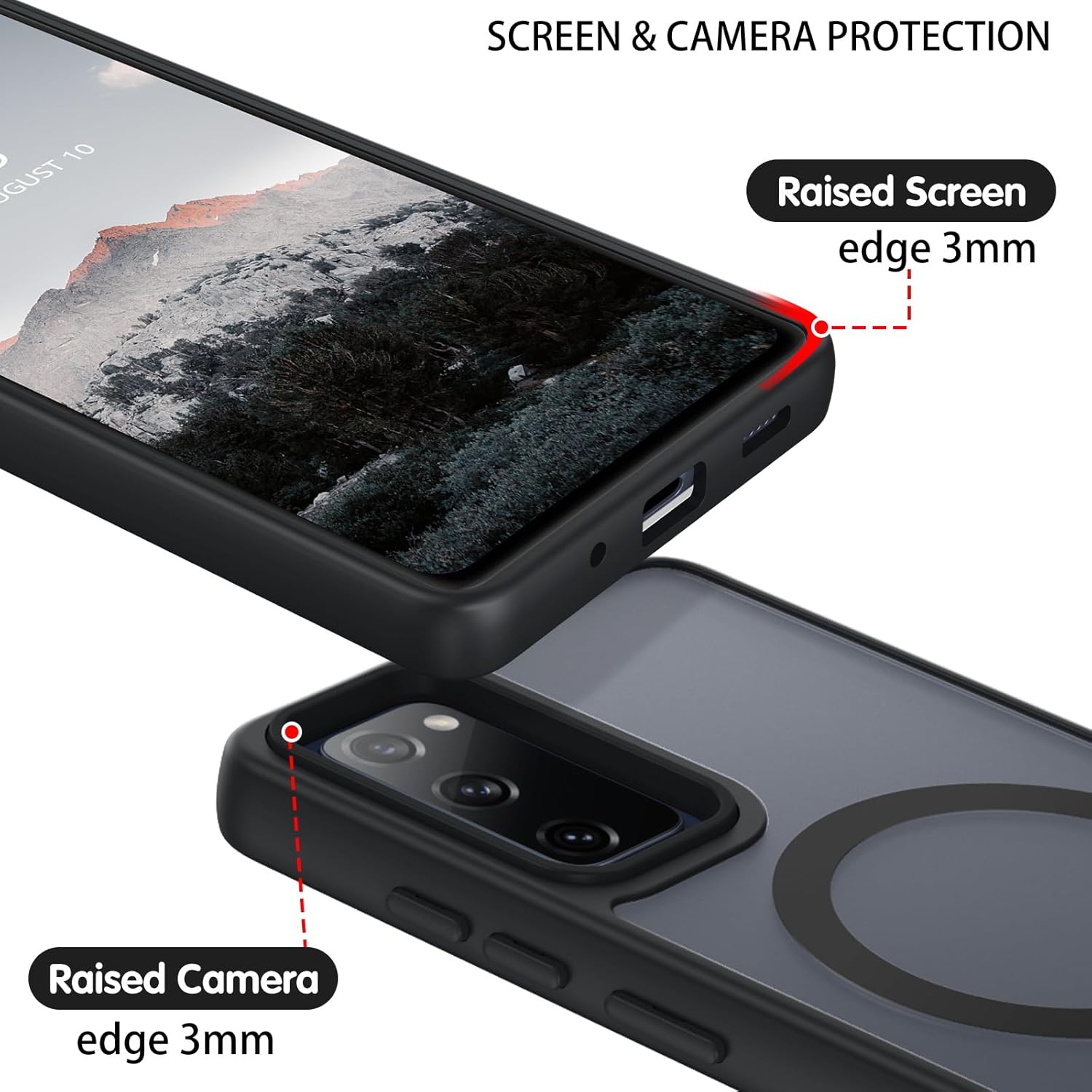 DUEDUE for Samsung Galaxy S20 FE Case Magnetic[Compatible with Magsafe], Translucent Matte Back Full Body Protective Cover Anti-Scratch Shockproof Phone Case for Samsung S20 FE 4G/5G, Black