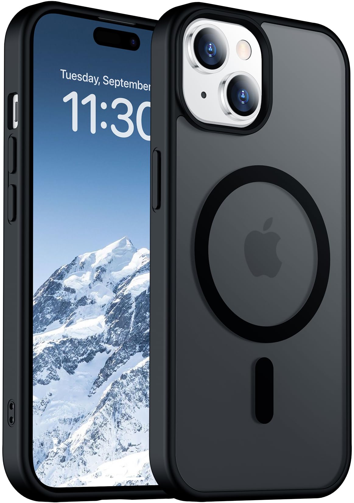 Designed for Magnetic Samsung Galaxy S24 Case,[Compatible with MagSafe] [Military Grade Drop Protection] Slim Translucent Matte Shockproof with Anti-Fingerprint Phone Case-Black