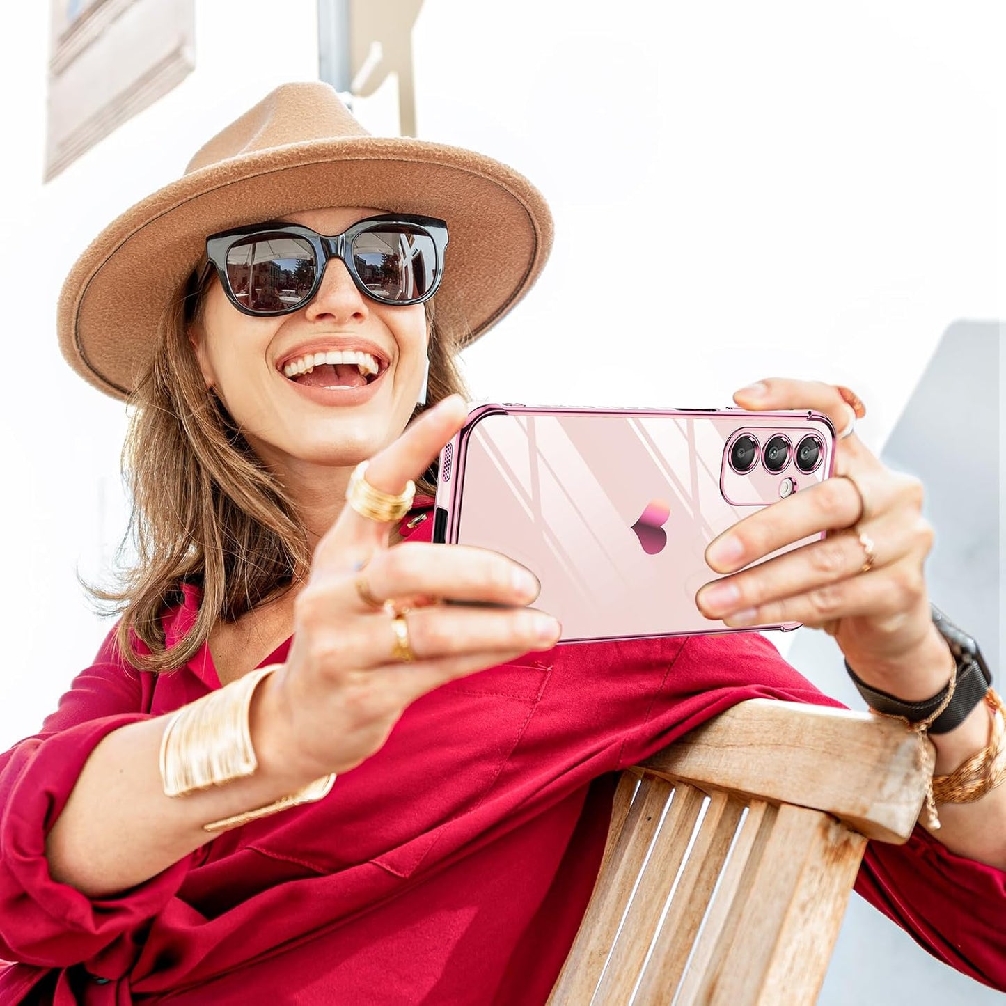 LeYi for Samsung Galaxy A25-5G Phone Case: with Tempered Glass Screen Protector [2 Pcs]+ Full Camera Lens Protection, Love Heart Plating Women Luxury Soft TPU Shockproof Case for Samsung A25 5G, Pink