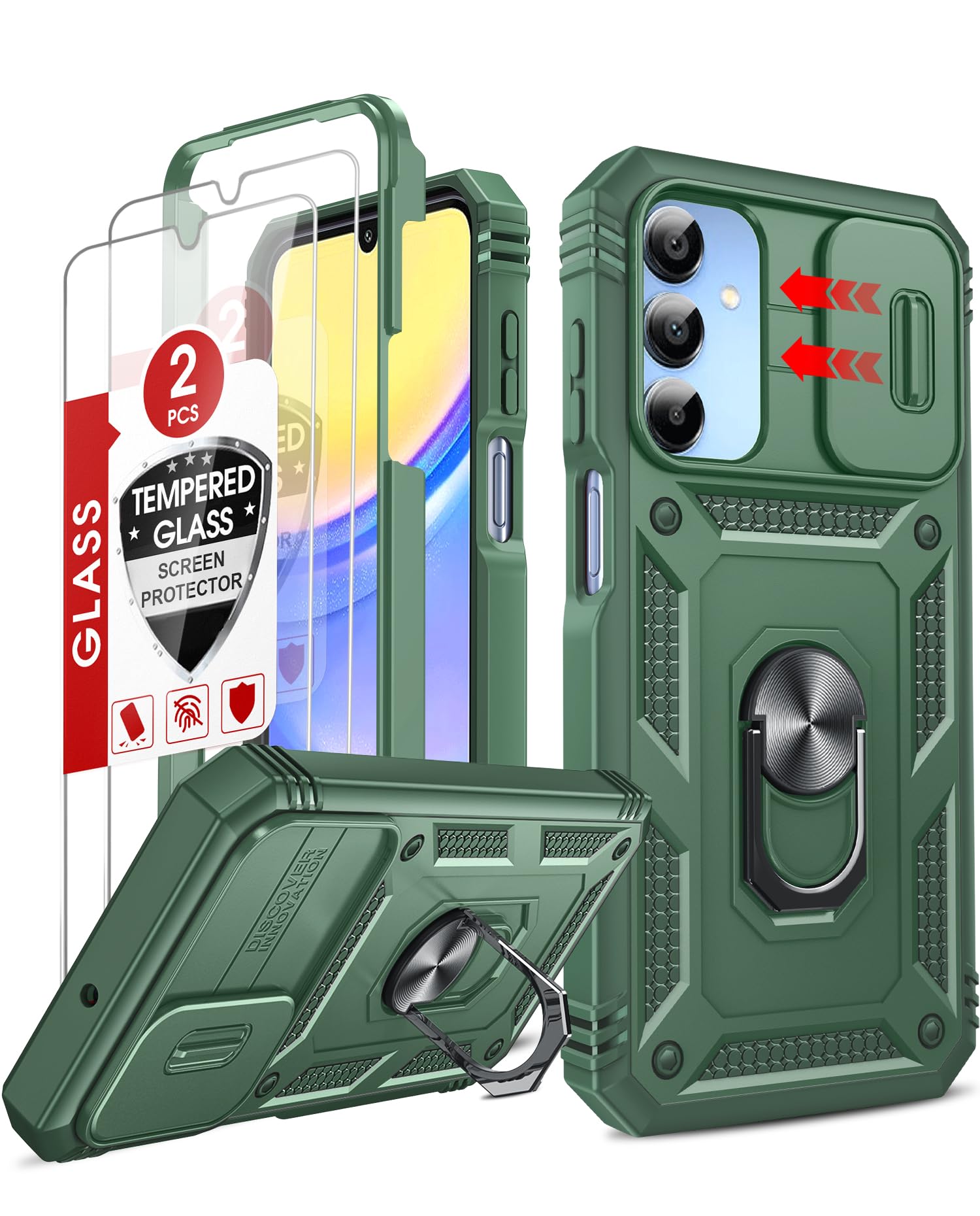 LeYi Compatible for Samsung Galaxy S24-FE Case: [𝗡𝗼𝘁 𝗳𝗶𝘁 𝗦𝟮𝟰 𝟱𝗚] Samsung S24 FE Case with S24FE Screen Protector X2 & Magnetic Stand, Military-Grade Cell Galaxy S 24 FE Phone, Black