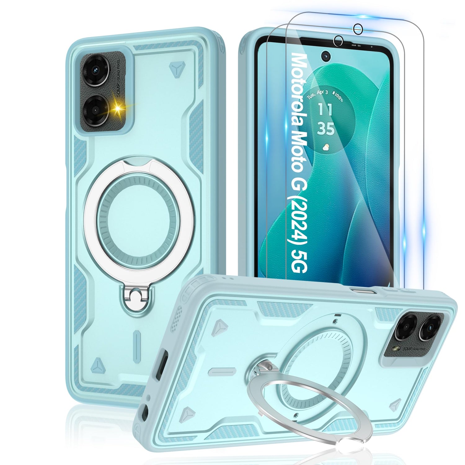 Gritup for Moto G Power 5G 2026/2025 Magnetic Case Compatible with MagSafe & HD Screen Protector×2 Metal Rotated Kickstand Military Grade Shockproof Protective Moto G Power 5G 2026/2025 Black