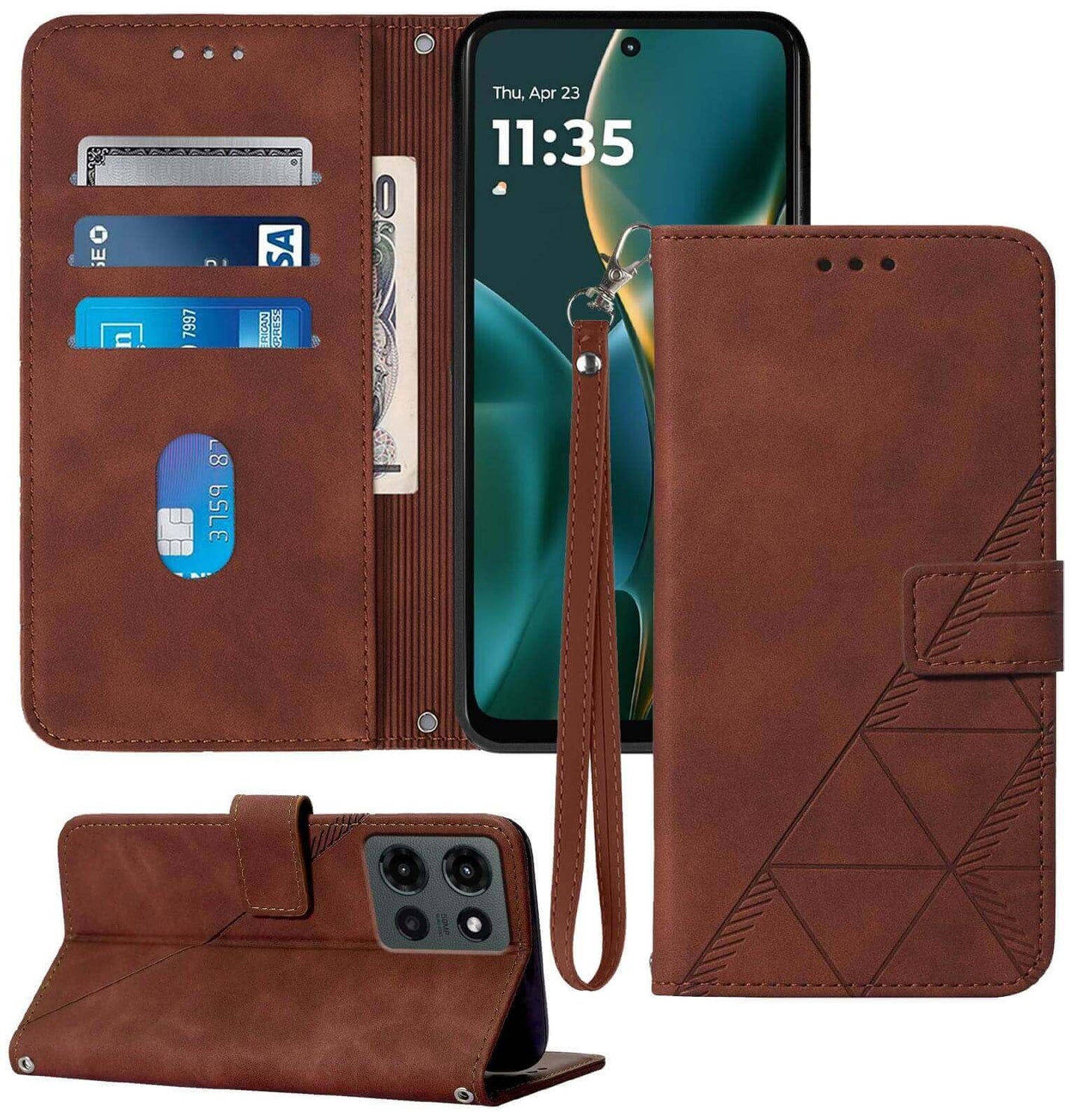 for Moto G Power 2025 Case Wallet, Card Holder Slots, Wrist Strap, TPU Interior Phone Protective, Stand PU Leather Folio Flip Cases Cover for Moto G Power - 2025 (Black)