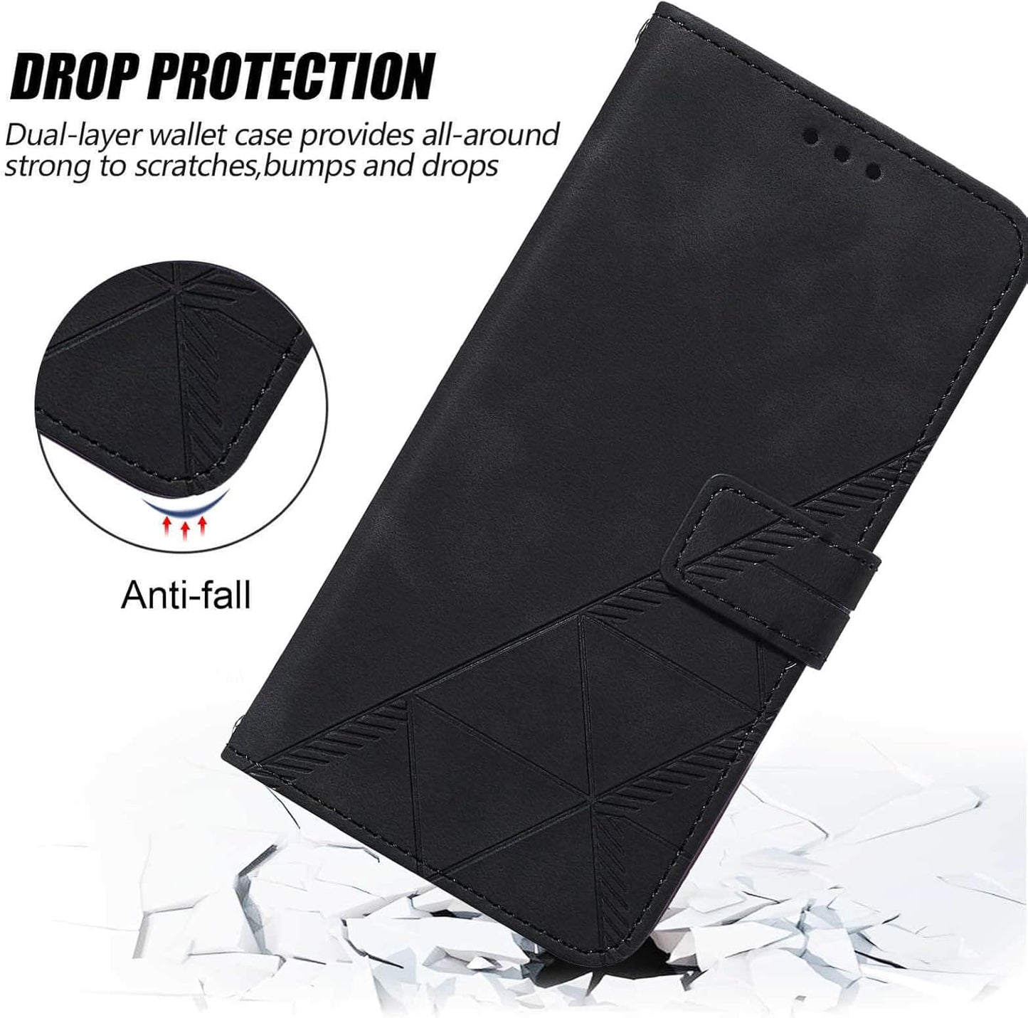 for Moto G Power 5G 2024 Case Wallet, Card Holder Slots, Wrist Strap, TPU Interior Protective, Stand PU Leather Flip Cover for Moto G Power 5G 2024 (Black)