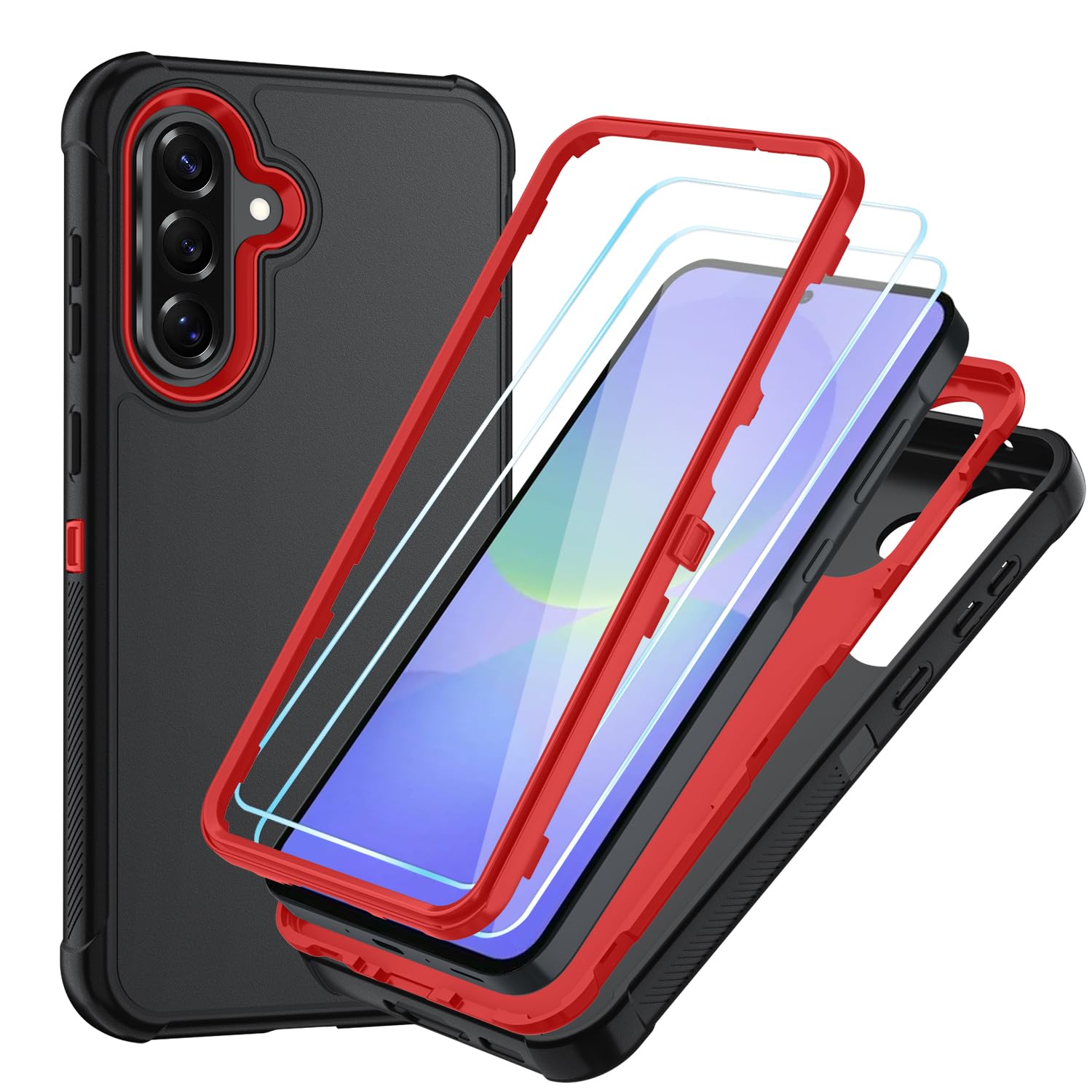 Case for Galaxy A25 5G Case, Samsung Galaxy A25 5G Case with HD Screen Protector [3 Layer] Military-Grade Heavy-Duty Shockproof Protective Phone Case for Samsung A25 5G,Black/Black