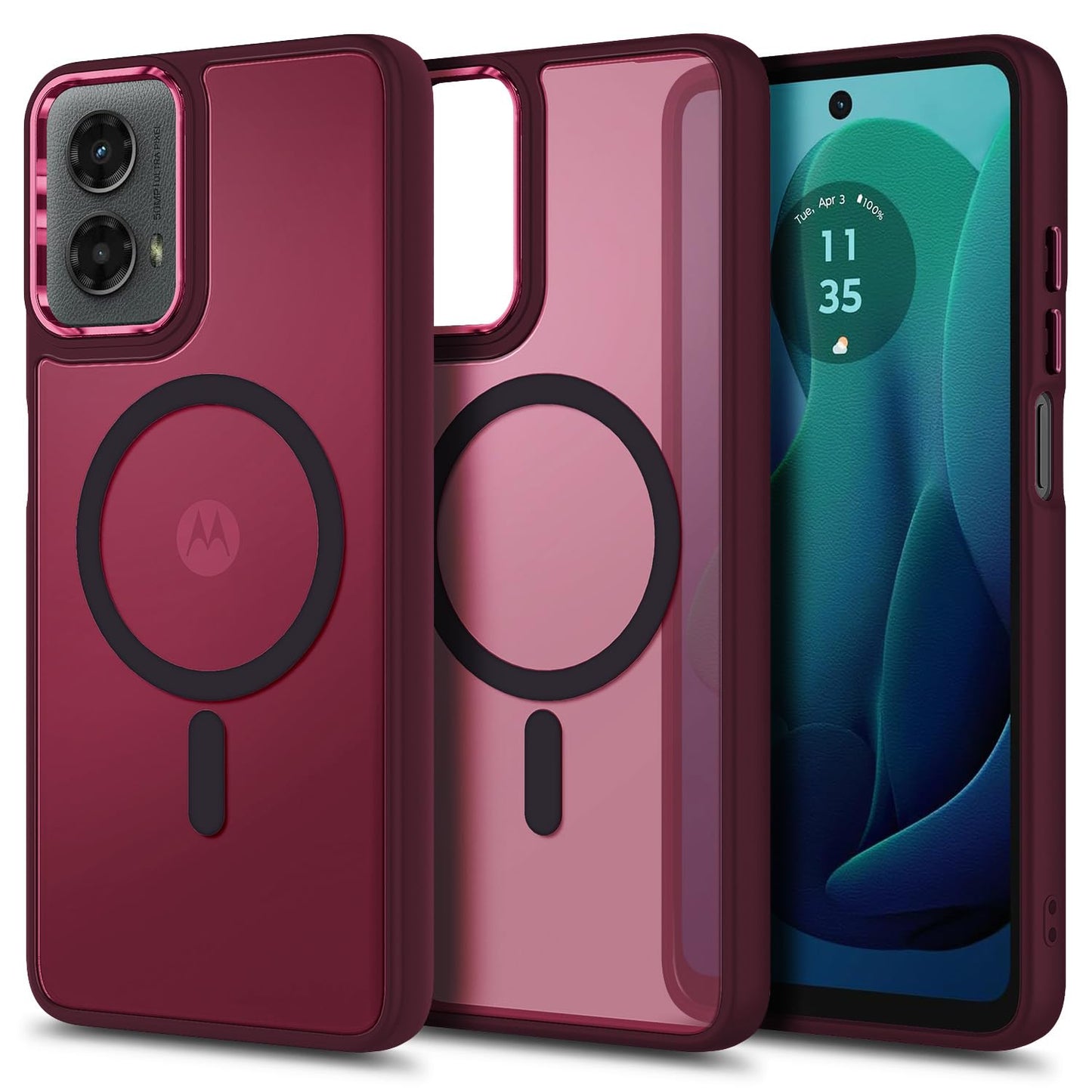 YZB Magnetic for Motorola Moto G Power-5G-2024 Case, Black | Compatible with MagSafe, Translucent Matte Scratch-Resistant Back, Military-Grade Protection Shockproof Slim Phone Cover