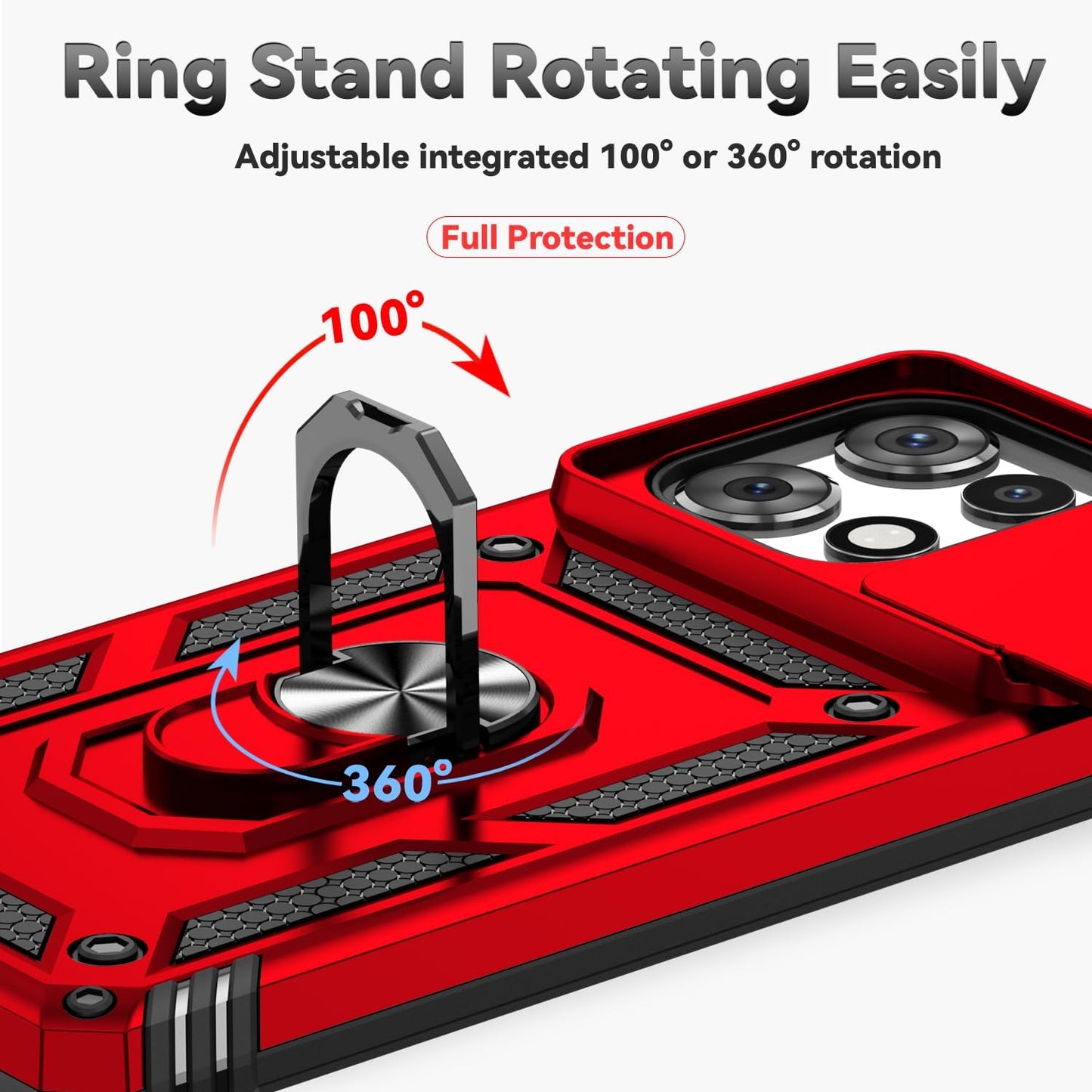 SunStory Compatible with Motorola Moto G Power 5G 2025/Moto G Power 5G 2026/Moto G Play 2025 Case with HD Screen Protector & Slide Camera Cover & Kickstand,[Military-Grade] Phone Case, Red