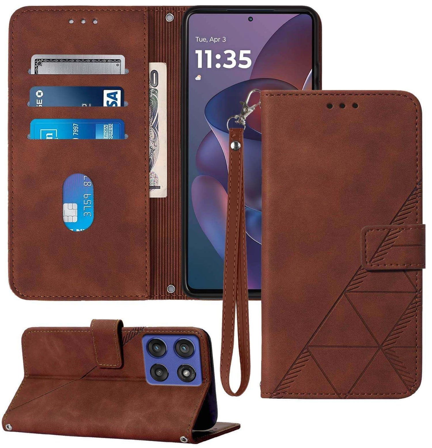 for Moto G Power 2025 Case Wallet, Card Holder Slots, Wrist Strap, TPU Interior Phone Protective, Stand PU Leather Folio Flip Cases Cover for Moto G Power - 2025 (Black)