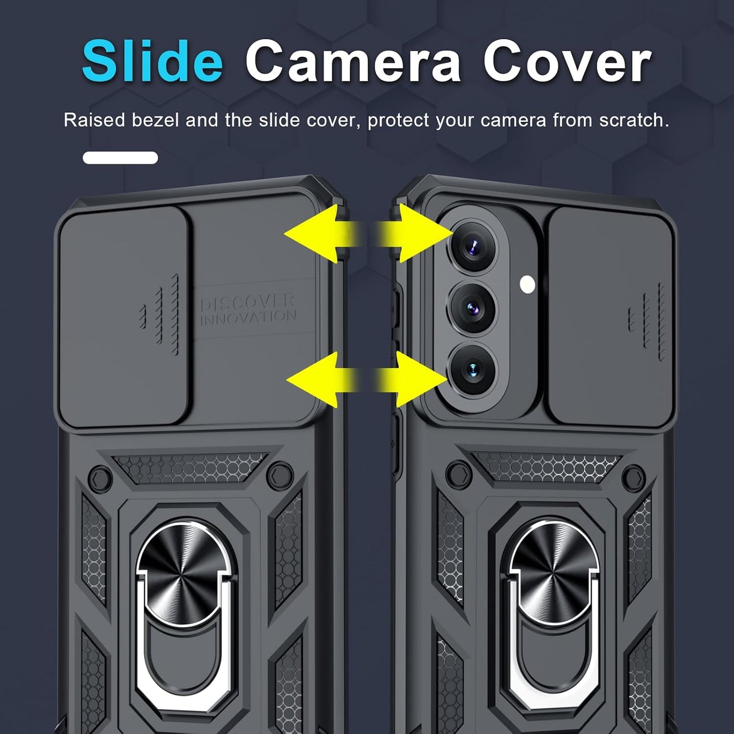 Janmitta for Samsung Galaxy A57 Case Built in Slide Camera Cover,Black