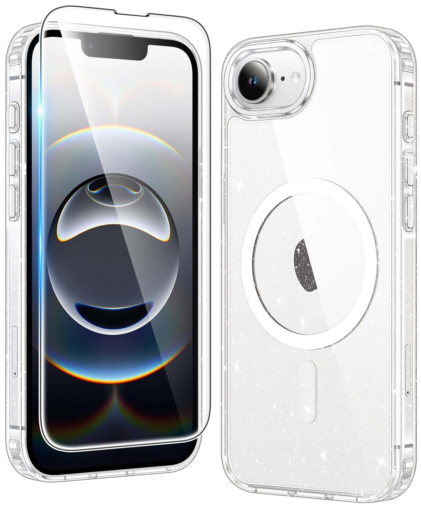 FNTCASE for iPhone 17 Case Clear: Magnetic Phone Cases with Screen Protector Drop Proof Compatible with Magsafe Slim Anti Yellowing Rugged Shockproof Protective Transparent Cell Cover (A-Clear)