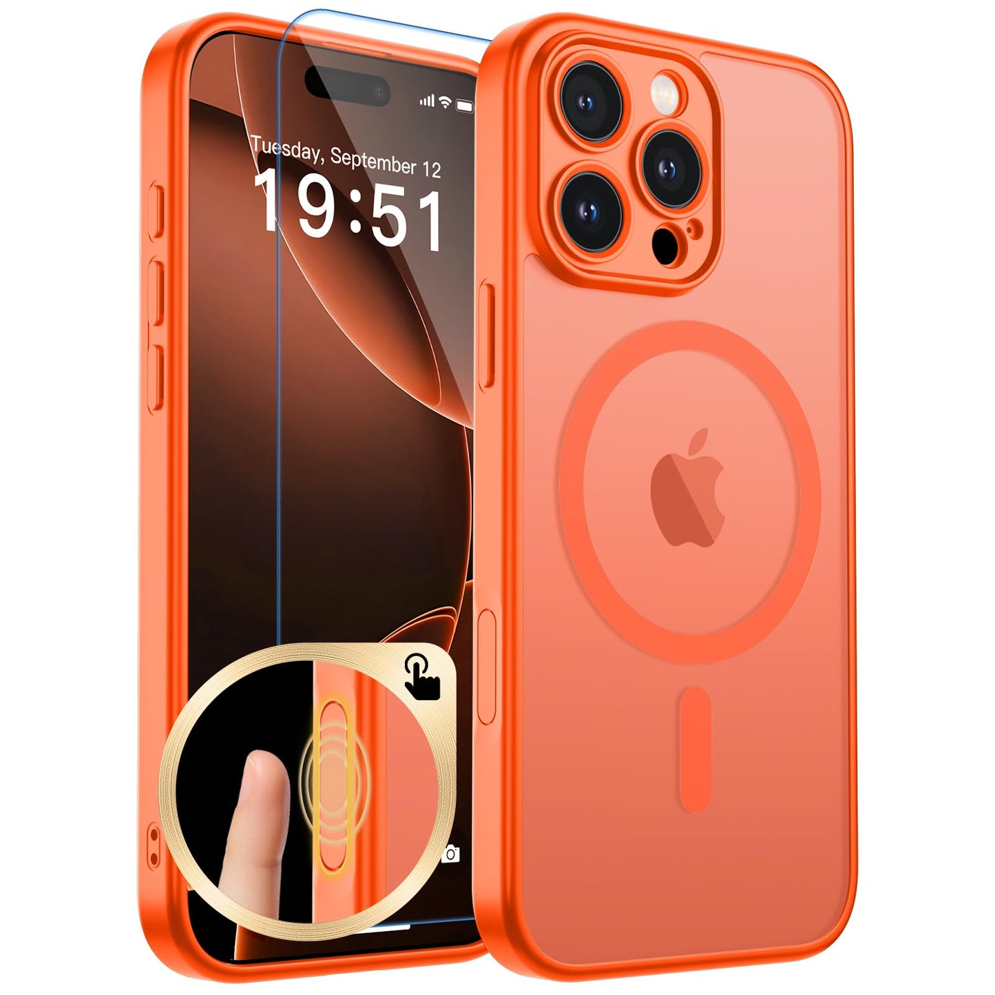Magnetic for iPhone 17 Case, Upgraded [Camera Control Button] [Full Camera Protection] [with 1 Screen Protector] Translucent Matte Shockproof Protective Phone Cover, Mist Blue