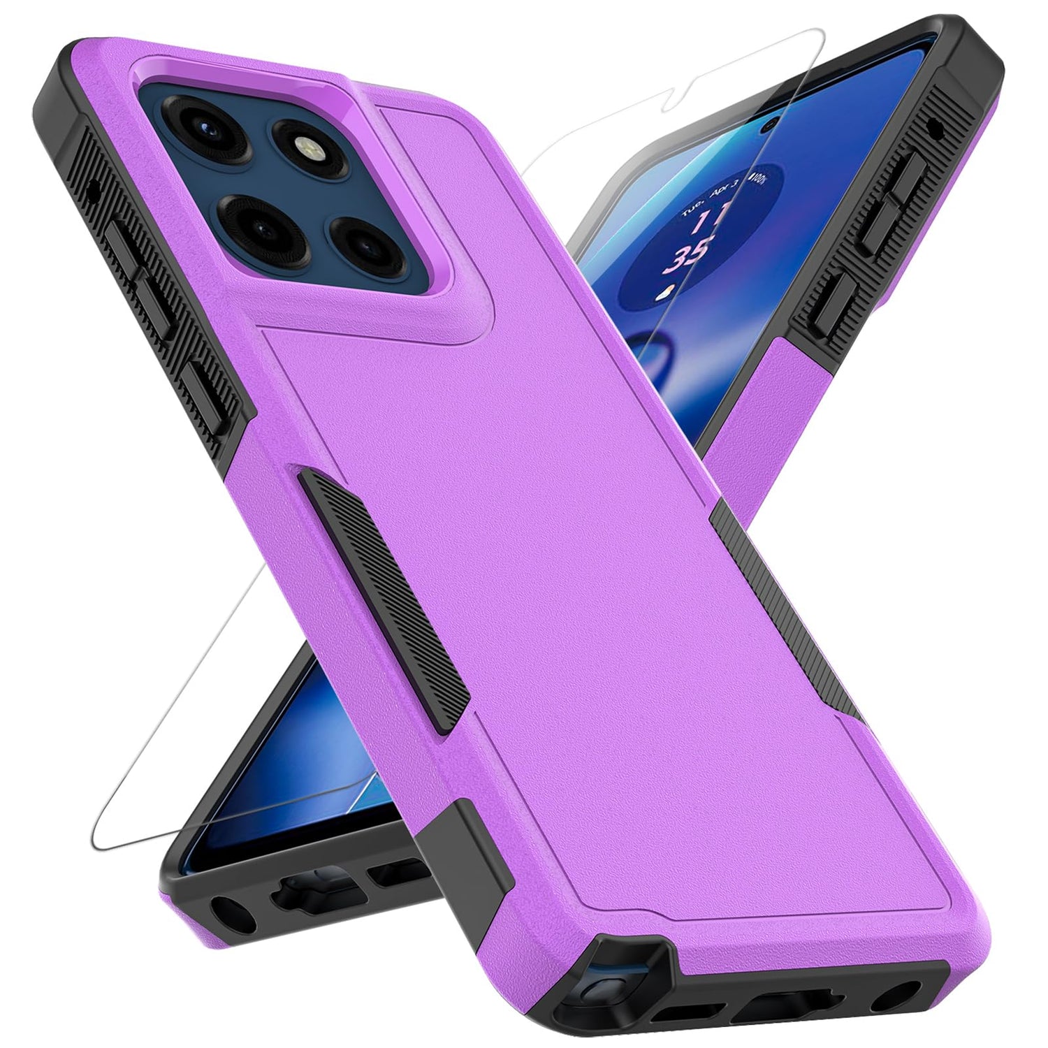 for Moto G Stylus 2025/2026 Case: Dual Layer Protective Heavy Duty Cell Phone Cover Shockproof Rugged with Screen Protector - Military Protection Bumper Tough - for G Stylus 2025/2026, Black