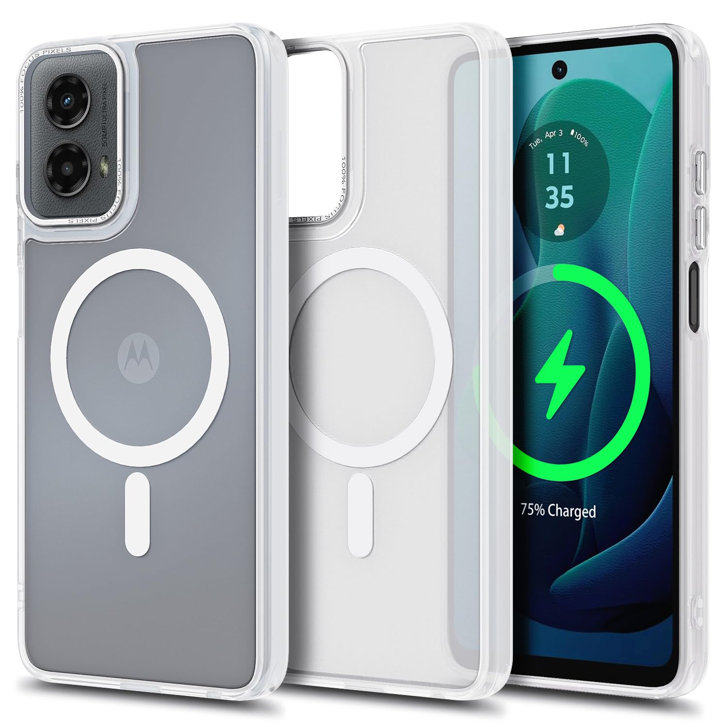 YZB Magnetic for Motorola Moto G Power-5G-2024 Case, Black | Compatible with MagSafe, Translucent Matte Scratch-Resistant Back, Military-Grade Protection Shockproof Slim Phone Cover