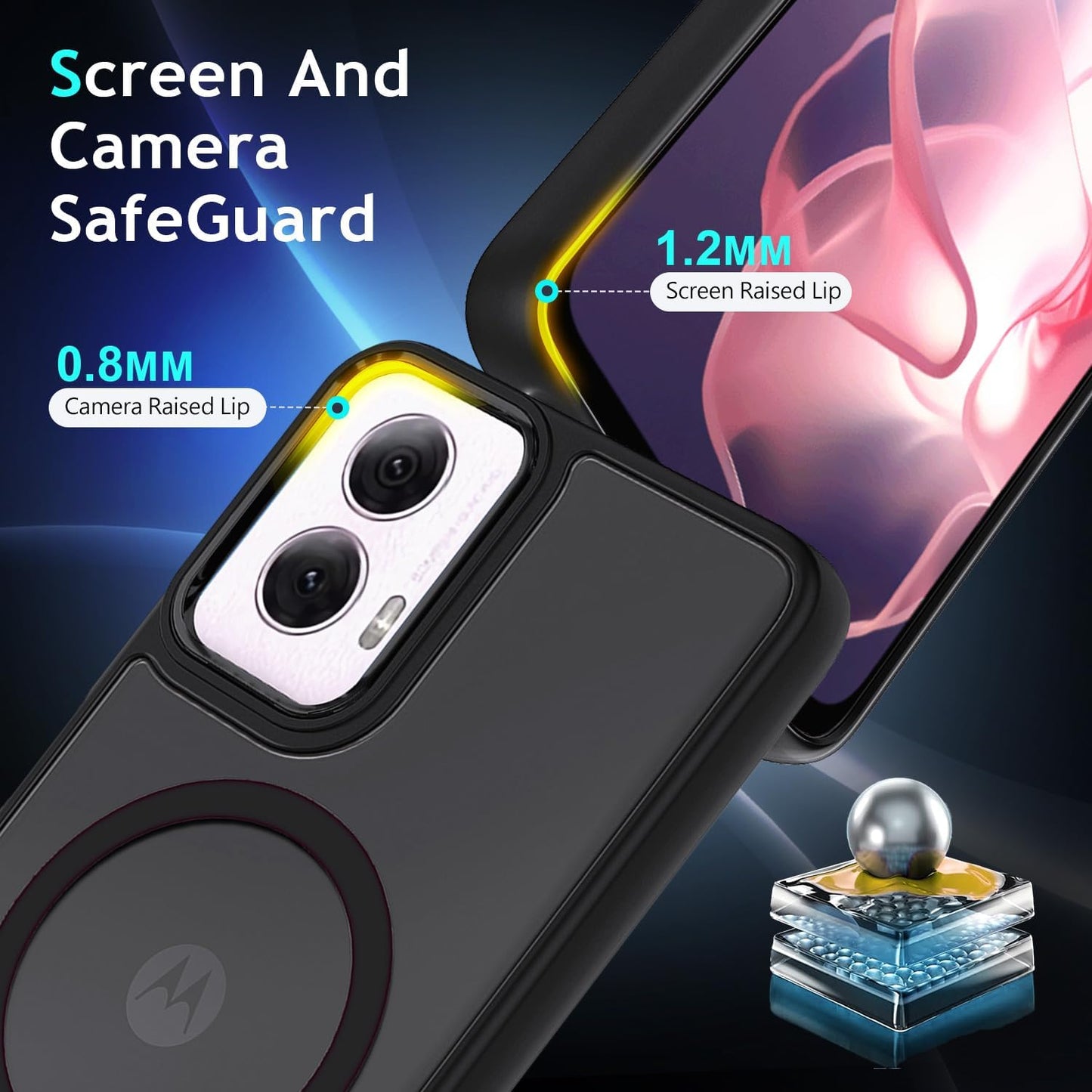 YZB Magnetic for Motorola Moto G Power-5G-2024 Case, Black | Compatible with MagSafe, Translucent Matte Scratch-Resistant Back, Military-Grade Protection Shockproof Slim Phone Cover