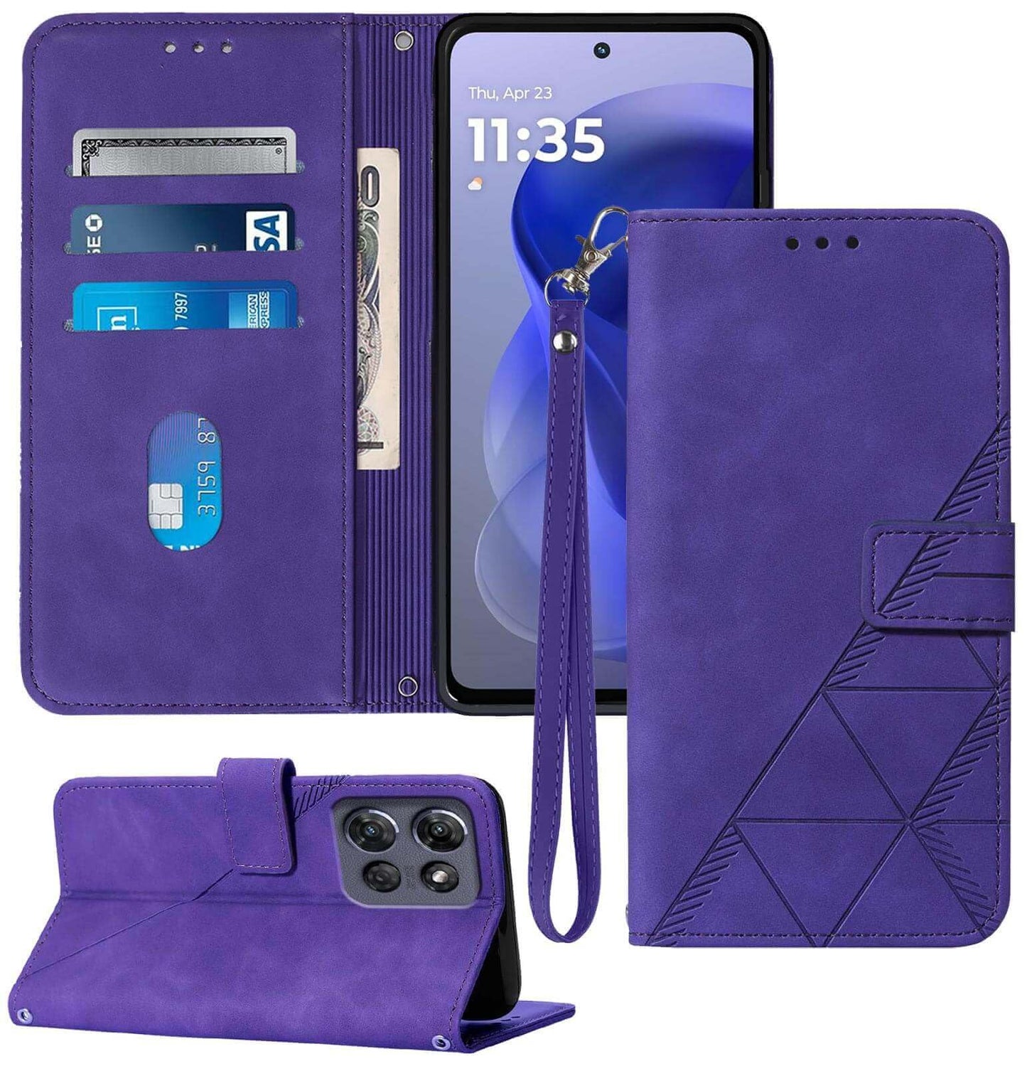 for Moto G Power 2025 Case Wallet, Card Holder Slots, Wrist Strap, TPU Interior Phone Protective, Stand PU Leather Folio Flip Cases Cover for Moto G Power - 2025 (Black)