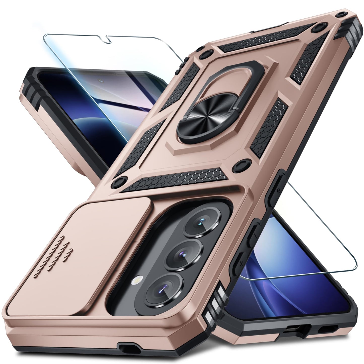 for Samsung Galaxy A37/A36 Case Built in Slide Camera Cover,Black