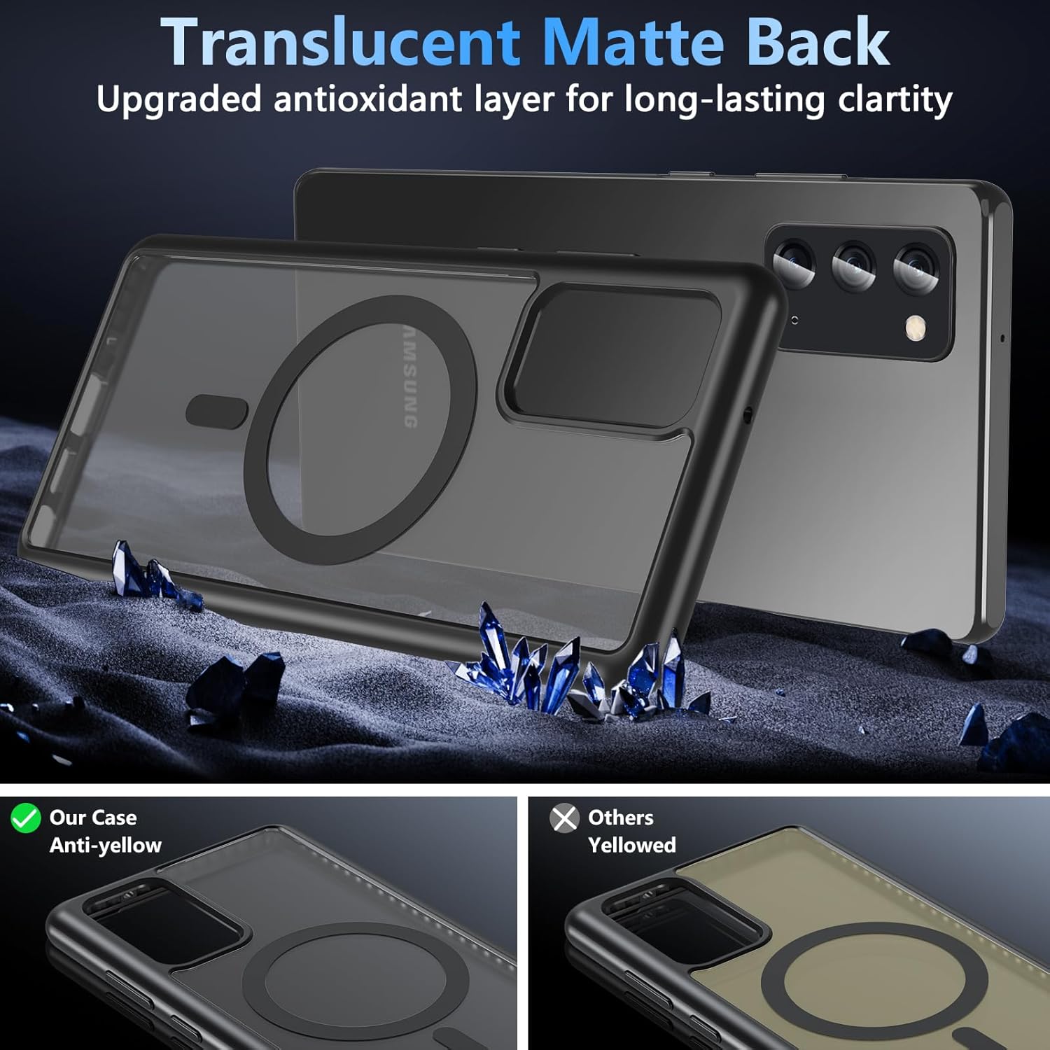 OWKEY Case for Samsung Galaxy Note 20,Magnetic Galaxy Note 20 Phone Case [Compatible with MagSafe] Anti-Fingerprint Translucent Matte Shockproof Protective Case for Samsung Note 20 (Black)