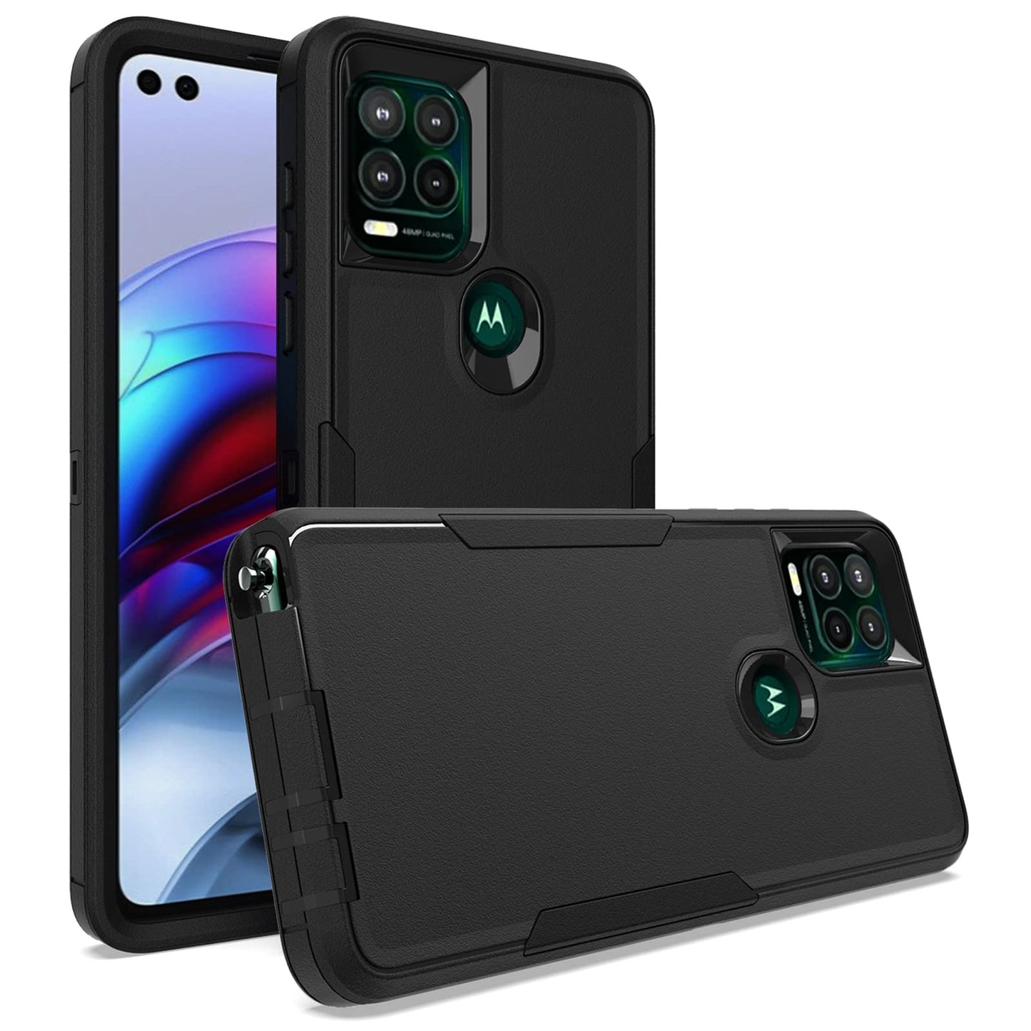 for Moto G Stylus 5G Case, [Military Grade] Shockproof Hybrid Rugged Bumper Protective Cover (Black/Orange)