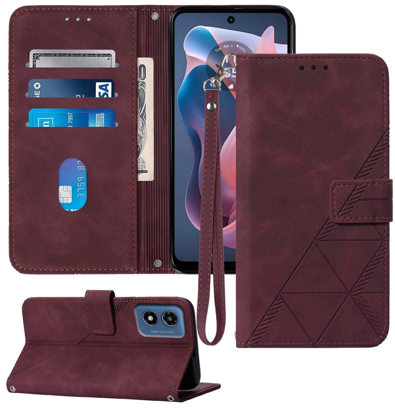 for Moto G Power 5G 2024 Case Wallet, Card Holder Slots, Wrist Strap, TPU Interior Protective, Stand PU Leather Flip Cover for Moto G Power 5G 2024 (Black)