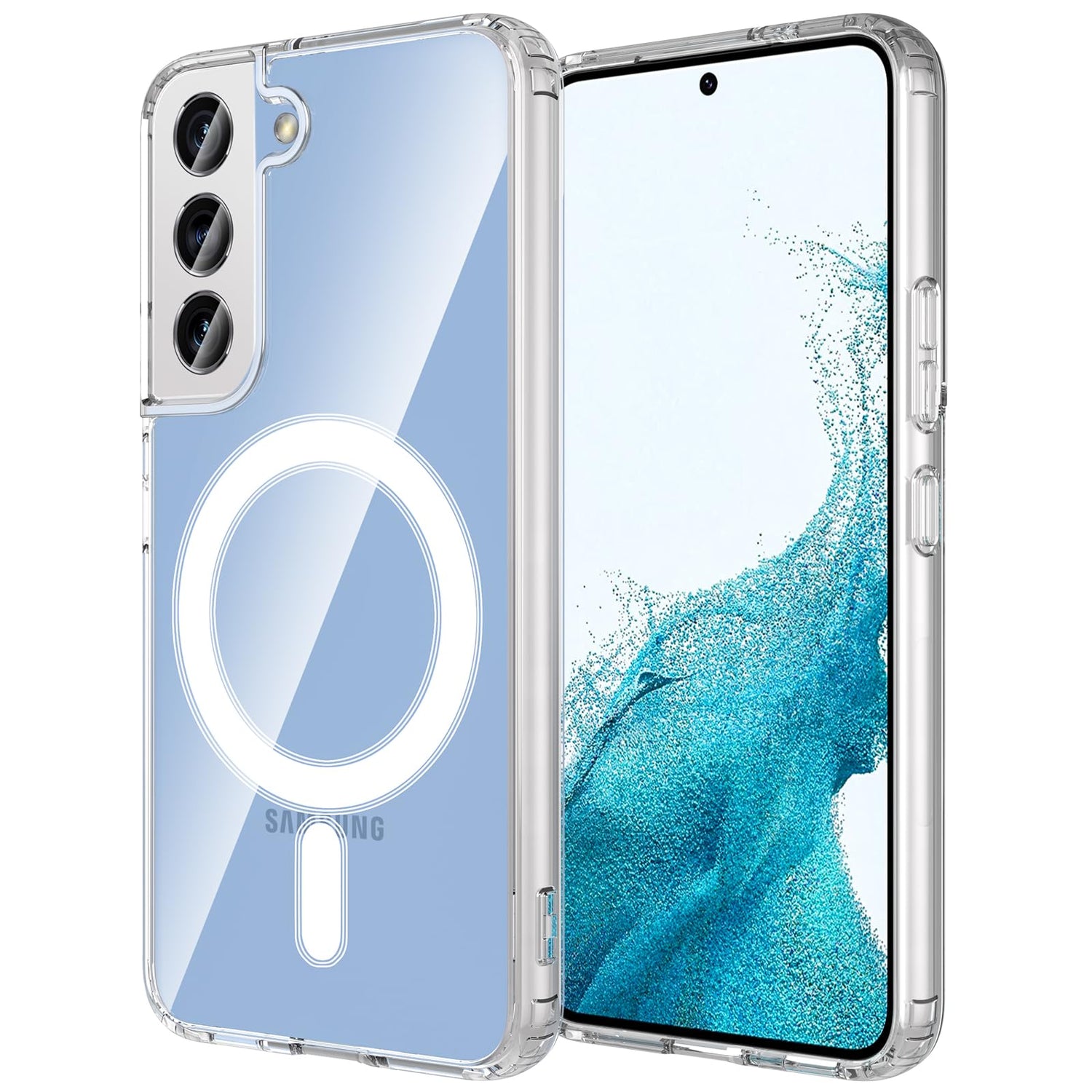 Hensinple for Samsung Galaxy S22 Ultra Case Magnetic, Galaxy S22 Ultra Phone Case [Compatible with Magsafe] Wireless Charging Translucent Back Cover Case 6.8 Inch,Black
