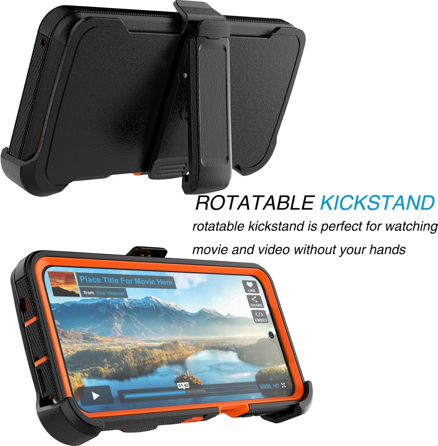 Tekcoo Case for Motorola Moto G Stylus 5G | 2023 Only | XT2315 with [Built-in Screen Protector] Holster Locking Belt Clip [Military Grade 12FT Drop Tested] Full Body Carrying Kickstand Cover [Orange]