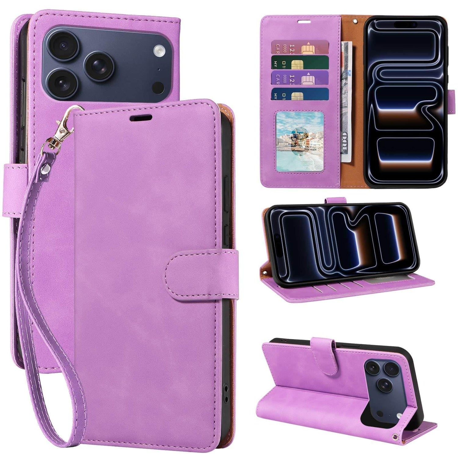 RFID Blocking for iPhone 17 Wallet Case, 4 Card Slots Holder, Wrist Strap, Soft PU Leather, Shockproof Protective, Phone Stand, Flip Cases, Magnetic Closure, Folio Cover (Green)