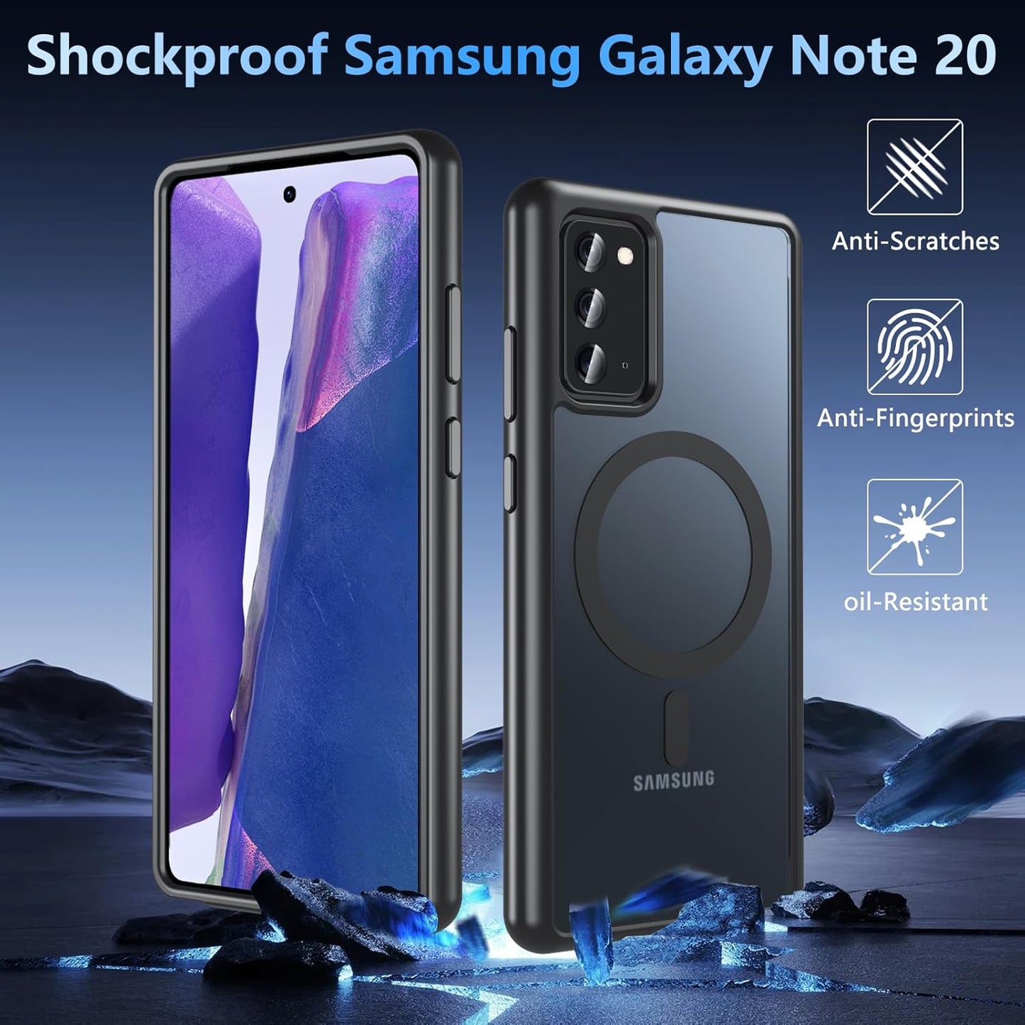 OWKEY Case for Samsung Galaxy Note 20,Magnetic Galaxy Note 20 Phone Case [Compatible with MagSafe] Anti-Fingerprint Translucent Matte Shockproof Protective Case for Samsung Note 20 (Black)