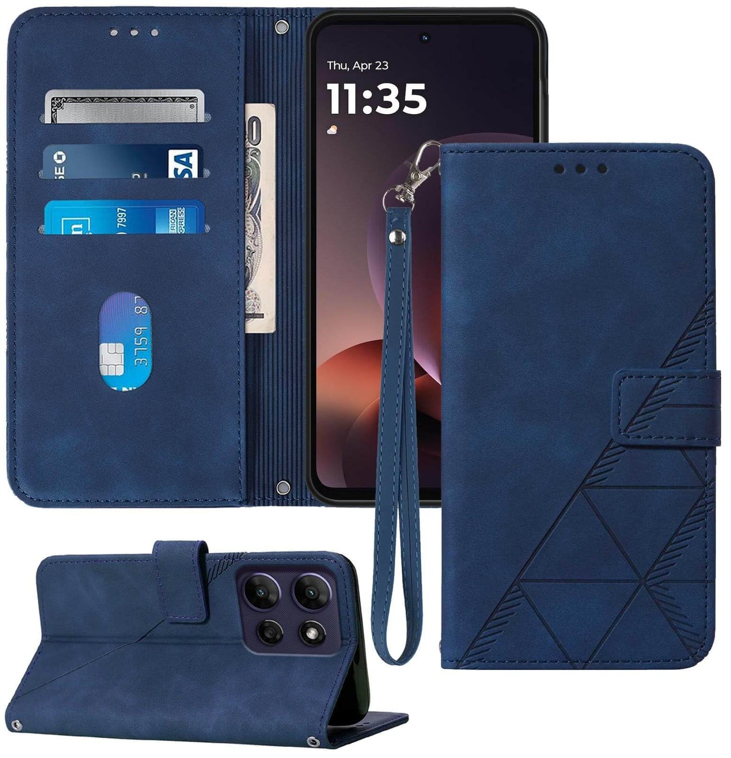 for Moto G Power 2026 Case Wallet, Card Holder Slots, Wrist Strap, TPU Interior Phone Protective, Stand PU Leather Flip Cases Cover for Moto G Power - 2026 (Black)