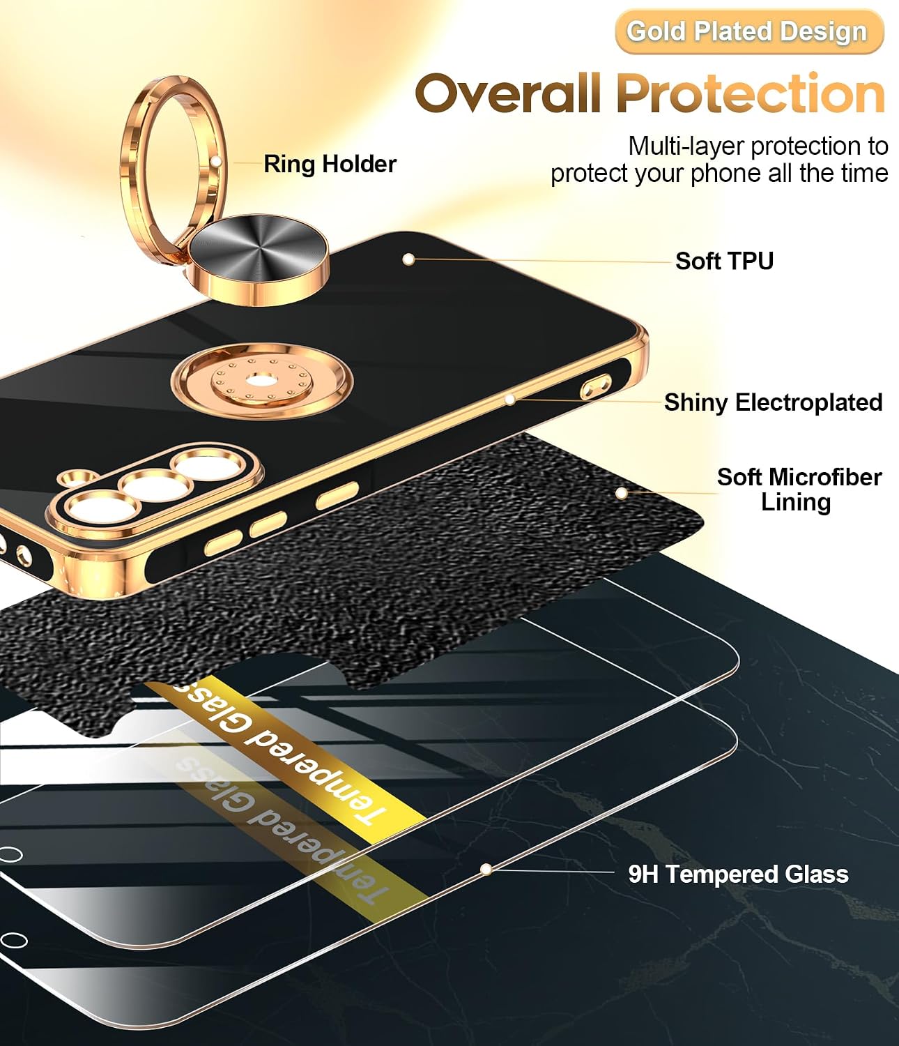 LeYi for Galaxy A37 5G Phone Case with 360°Rotatable Magnetic Kickstand