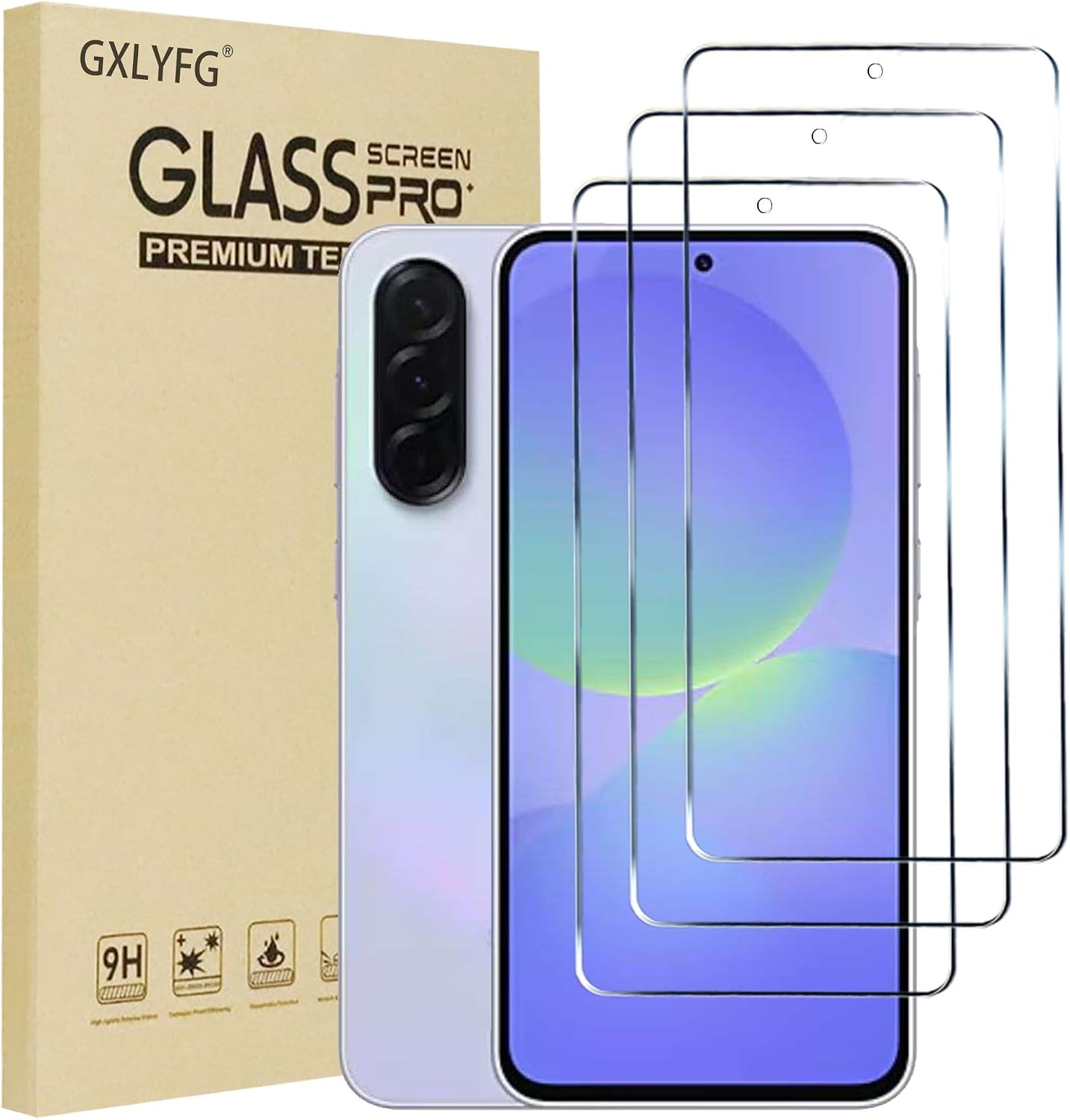 3 Pack Tempered Glass Screen Protectors Compatible with Samsung Galaxy A37 5G, Anti Scratch, Bubble Free, 9H Hardness