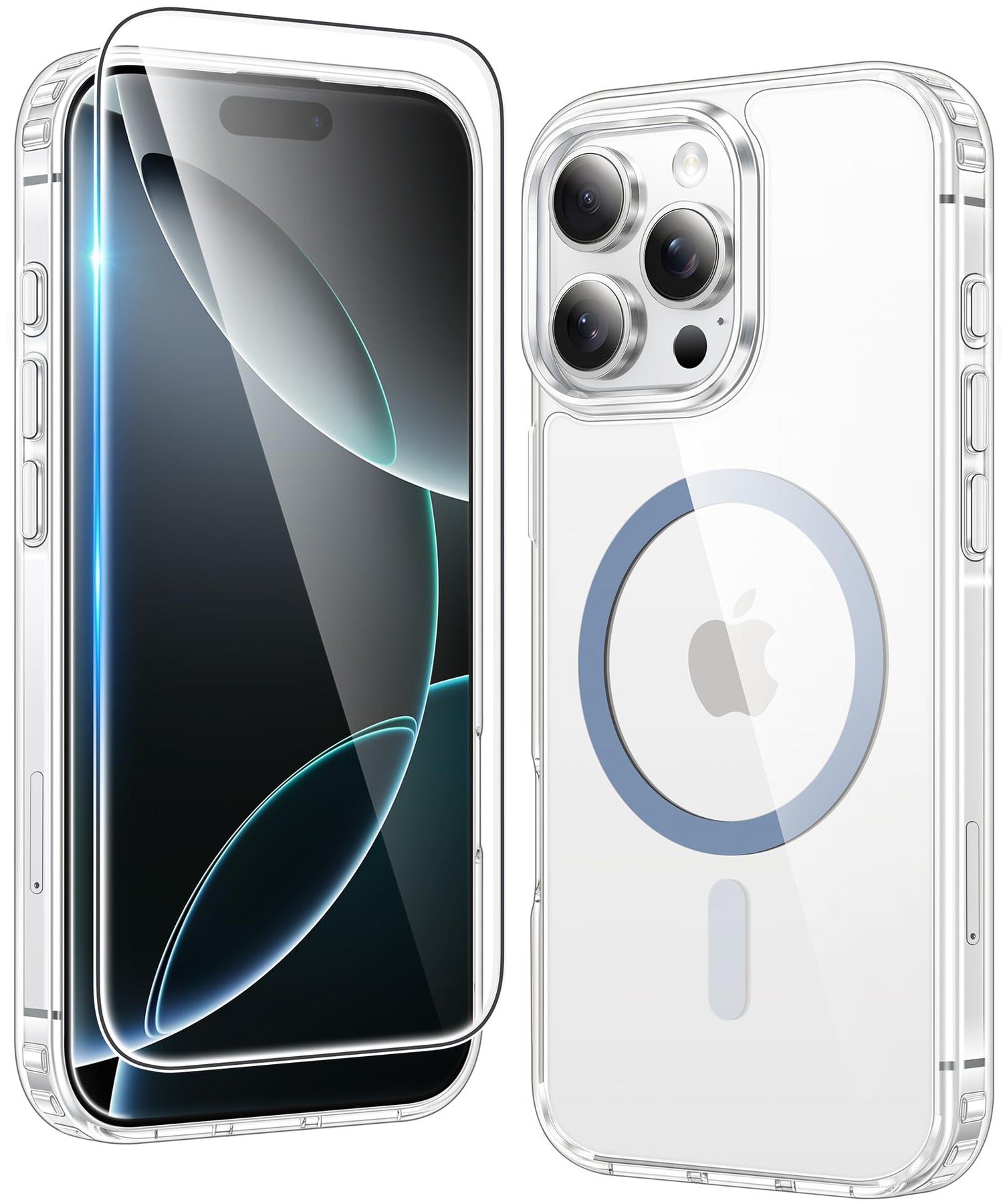 FNTCASE for iPhone 17 Case Clear: Magnetic Phone Cases with Screen Protector Drop Proof Compatible with Magsafe Slim Anti Yellowing Rugged Shockproof Protective Transparent Cell Cover (A-Clear)