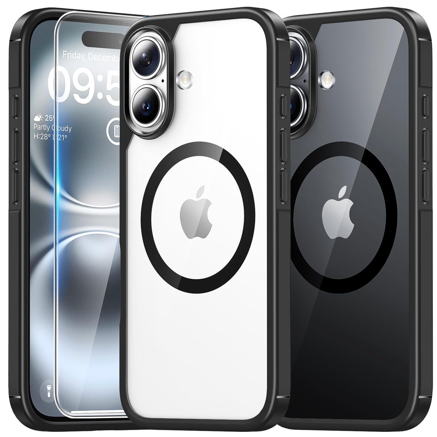 TAURI for iPhone 17 Case, Anti-Yellowing with Screen Protector, Military-Grade Protection Shockproof Slim Phone Case for iPhone 17, Clear