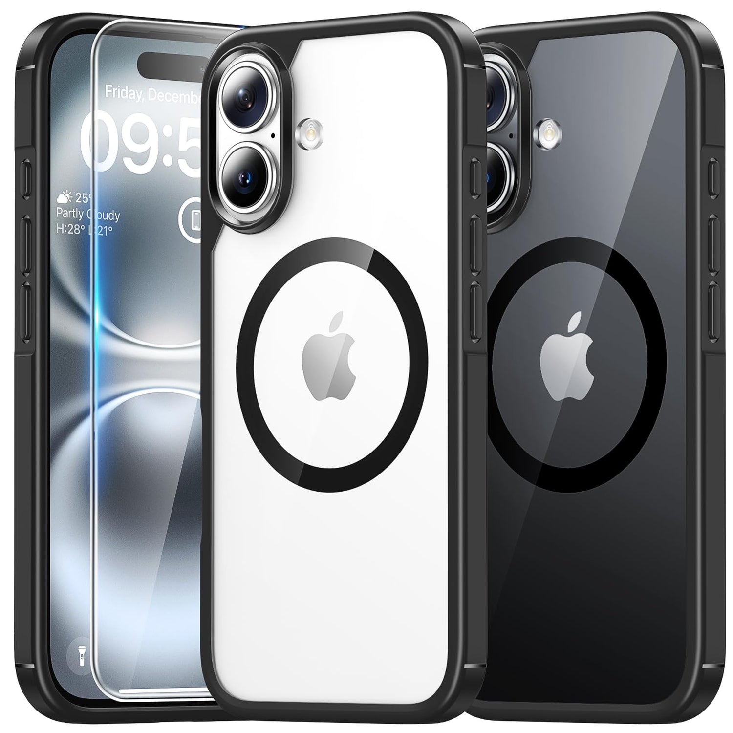 TAURI for iPhone 17 Case, Anti-Yellowing with Screen Protector, Military-Grade Protection Shockproof Slim Phone Case for iPhone 17, Clear