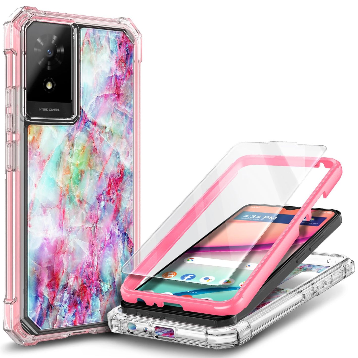 for TCL NXTPAPER 70 Pro Case, Shockproof Cover, Glitter Aqua/Purple