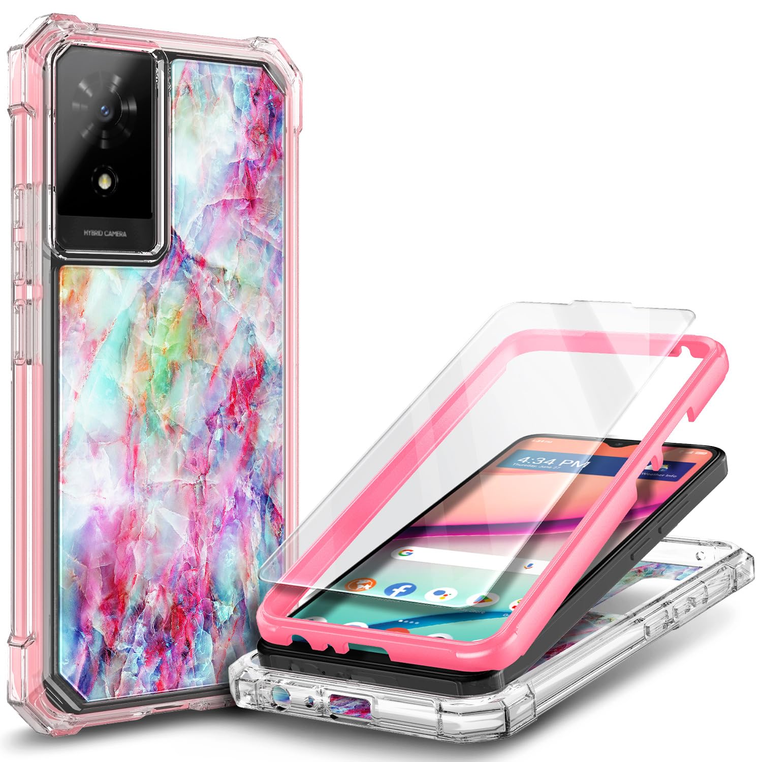 for TCL NXTPAPER 70 Pro Case, Shockproof Cover, Glitter Aqua/Purple