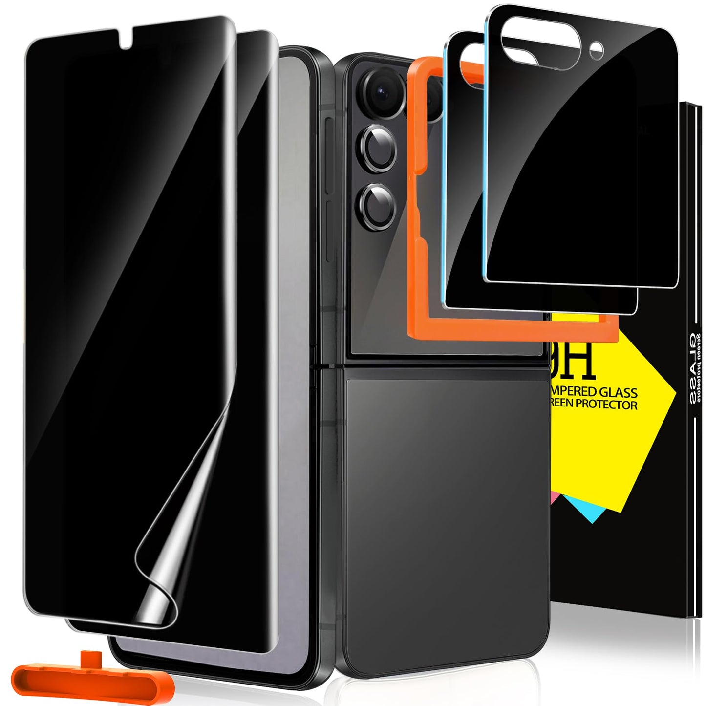 Milomdoi 3 Pack Privacy Screen Protector for Samsung Galaxy S25 Ultra Tempered Glass with 3 Pack Camera Lens Protector, Ultra 9H Accessories [Support Fingerprint Unlock] Black