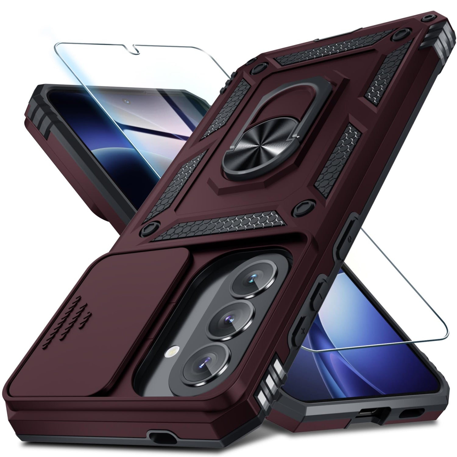 for Samsung Galaxy A37/A36 Case Built in Slide Camera Cover,Black