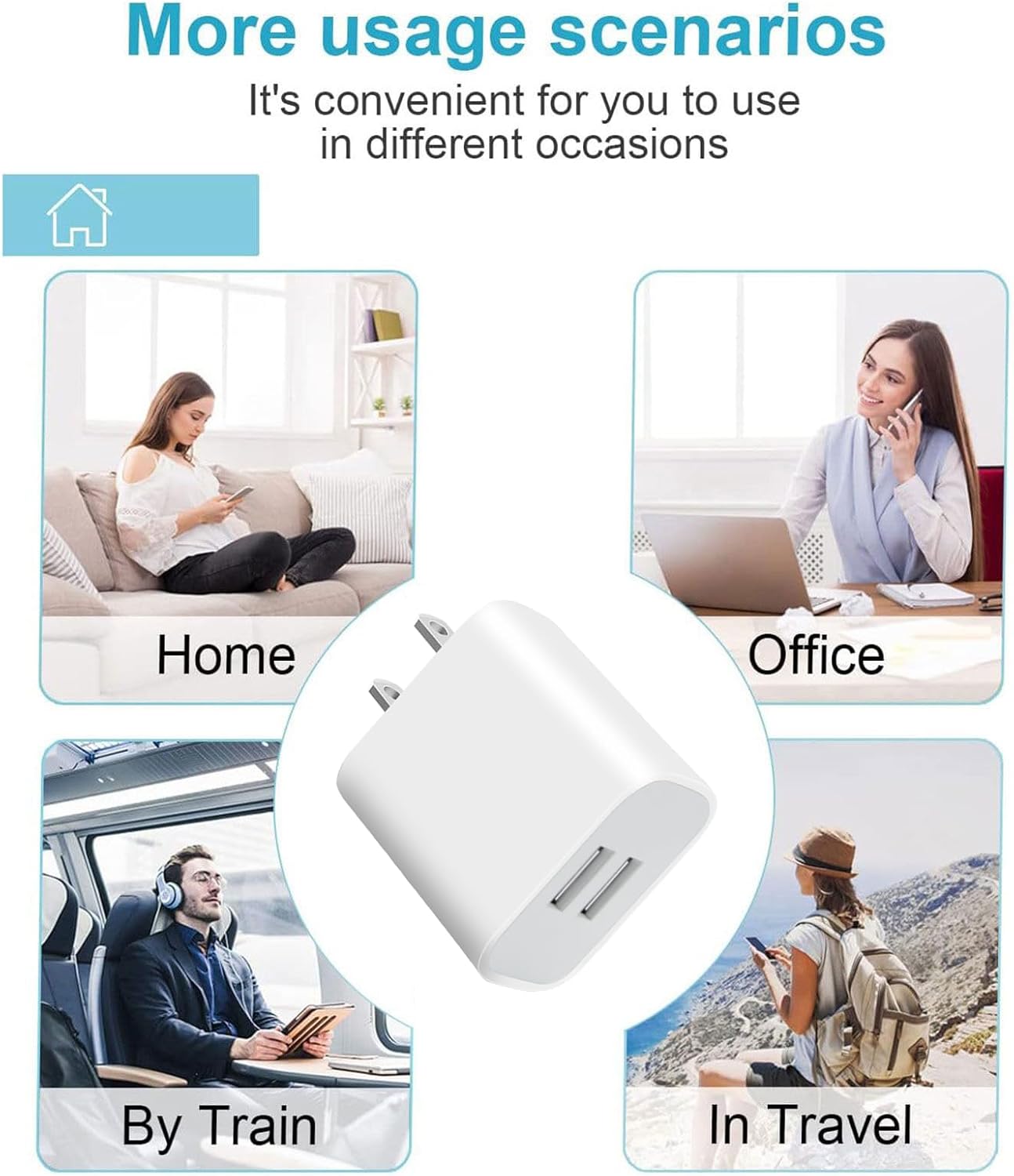 USB Wall Charger,4 Pack Dual Port Plug Adapter for Wall Outlet Charging Block, USB Power Adapter for iPhone 14/13/12/11 Pro/Pro Max, XS/XR/X,Galaxy, Pixel, Moto and Android Phones (White)