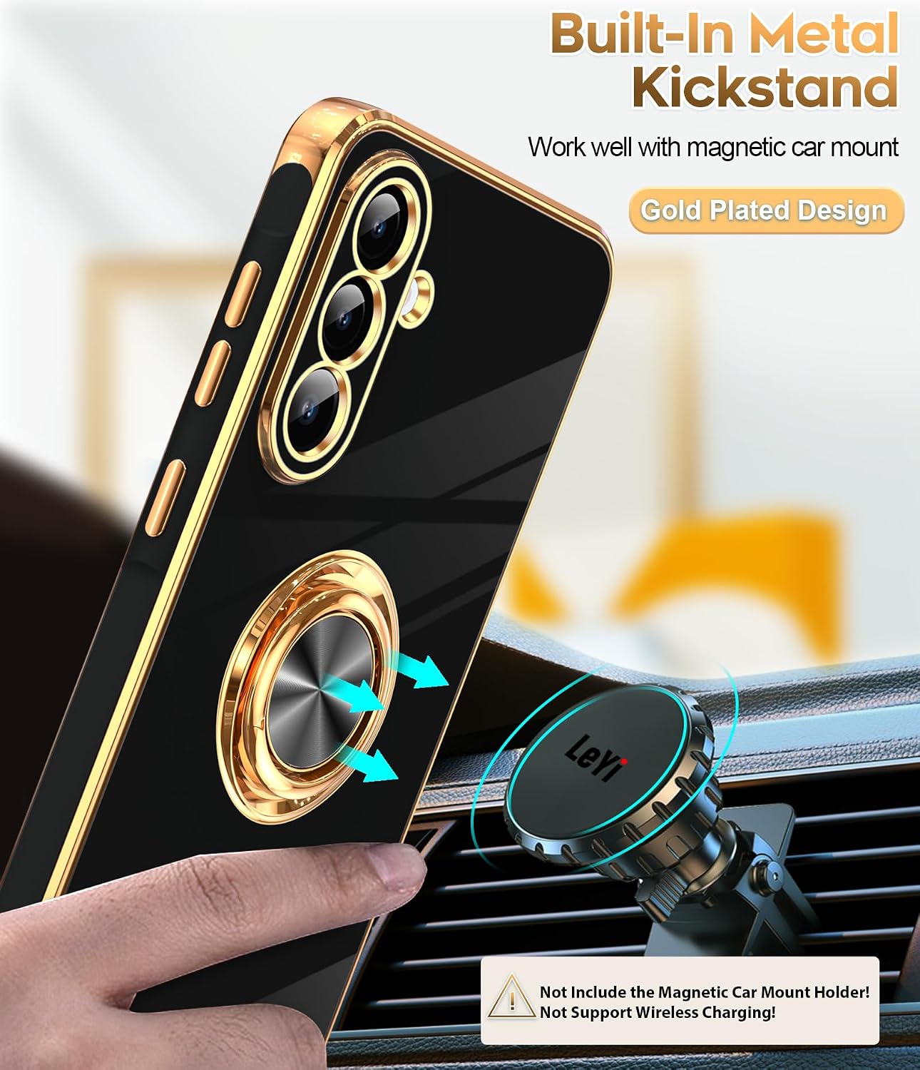 LeYi for Galaxy A37 5G Phone Case with 360°Rotatable Magnetic Kickstand