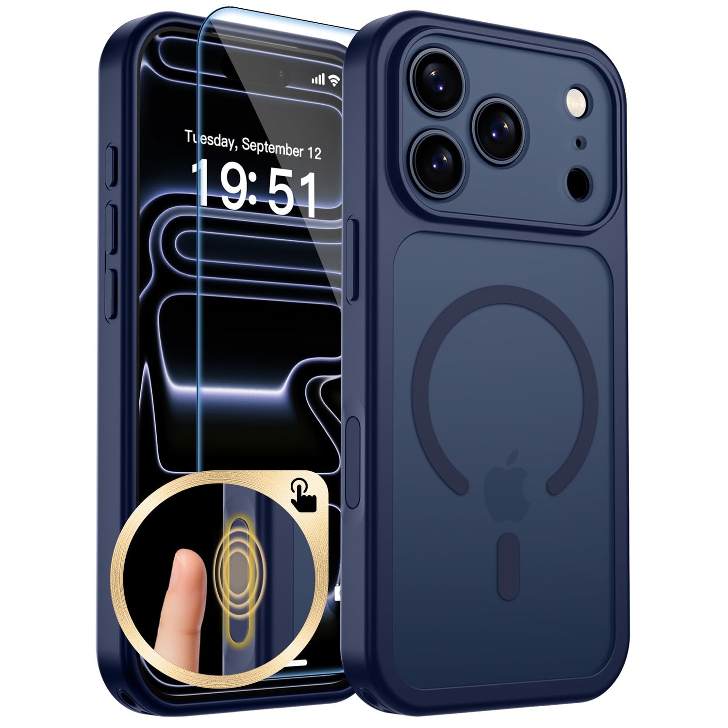 Magnetic for iPhone 17 Case, Upgraded [Camera Control Button] [Full Camera Protection] [with 1 Screen Protector] Translucent Matte Shockproof Protective Phone Cover, Mist Blue