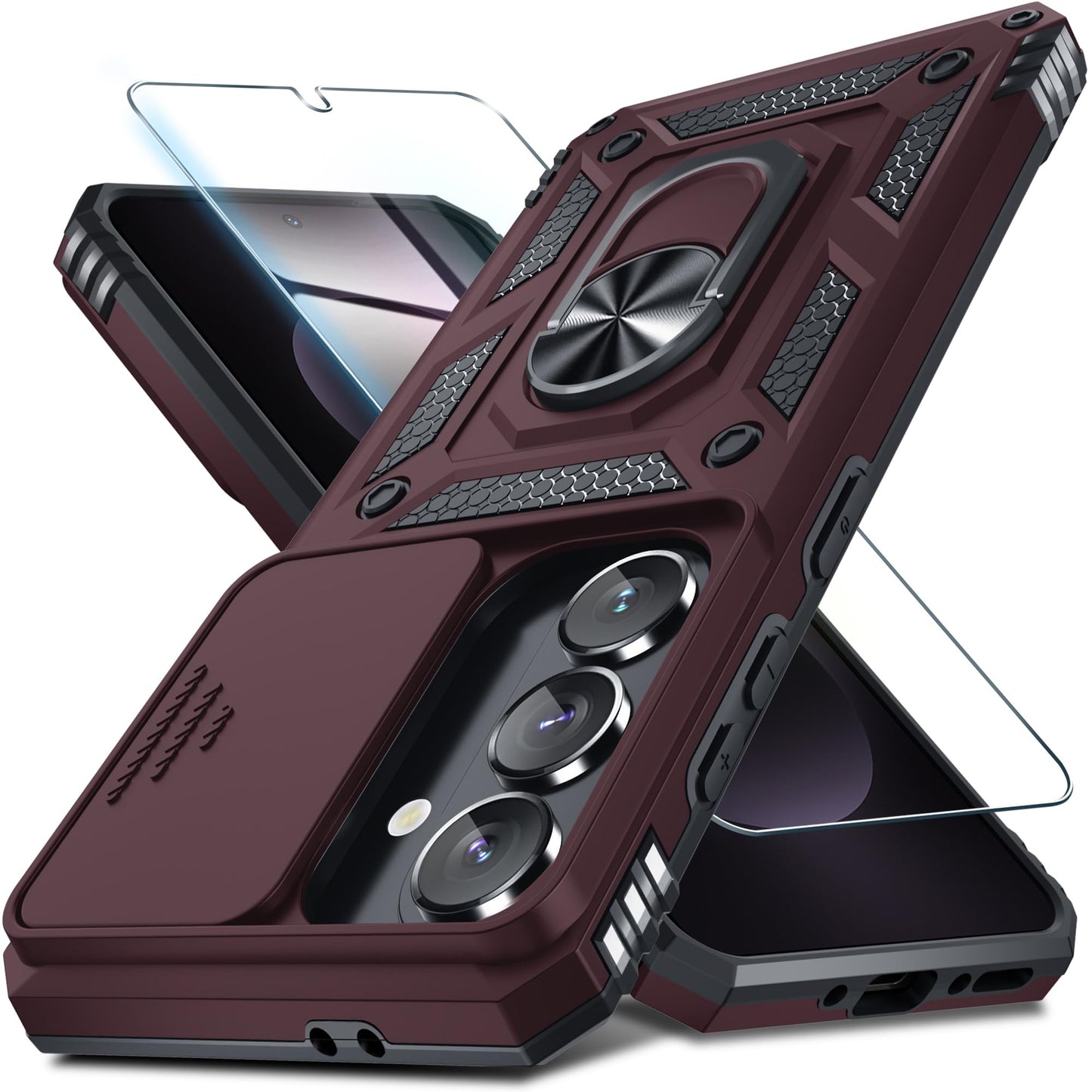 for Samsung Galaxy A37/A36 Case Built in Slide Camera Cover,Black