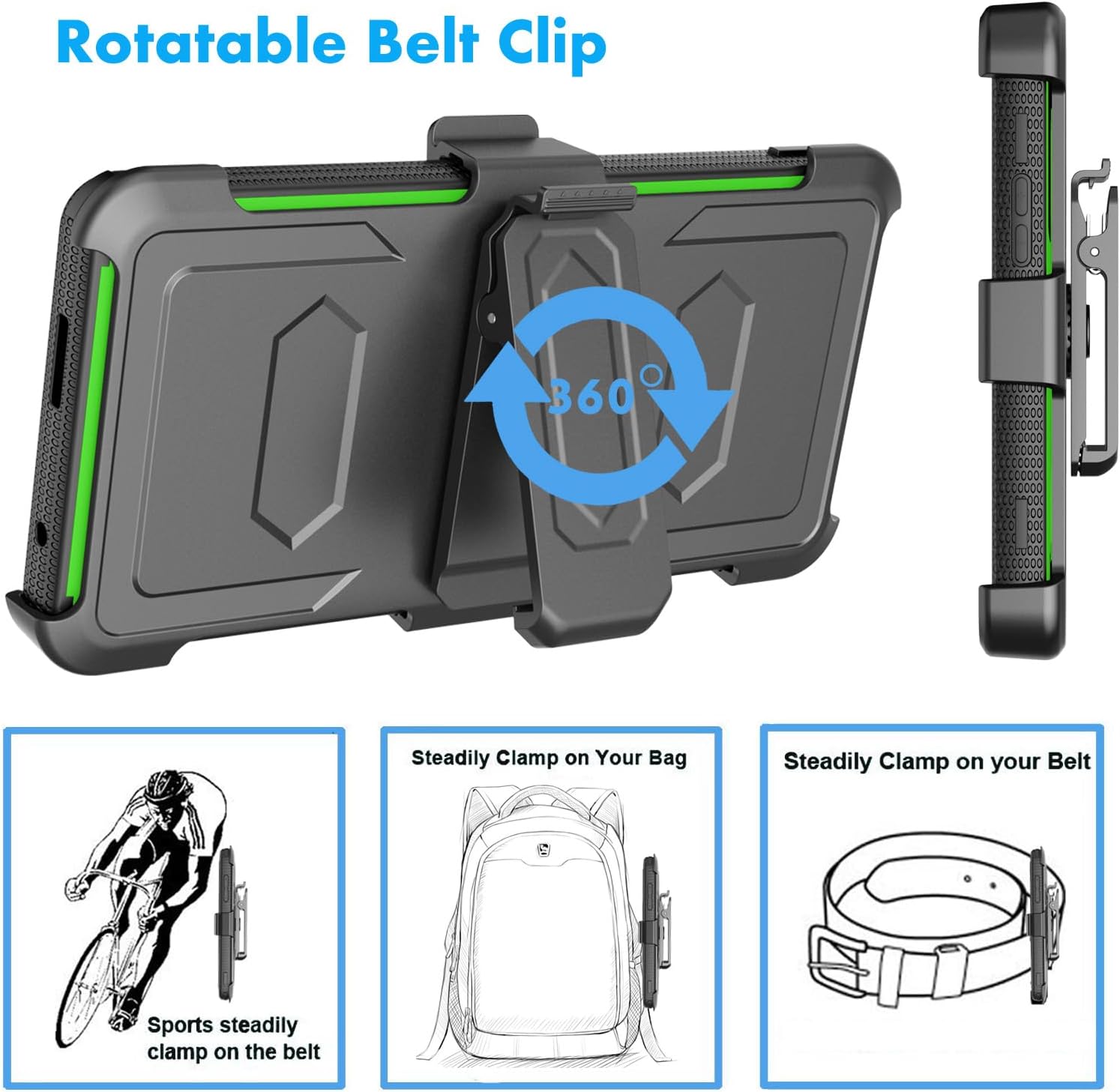 Njjex For Moto Edge Plus 2023 Case, For Motorola Edge+ 5G UW 2023/Edge 40 Pro/Edge X40 Case, [Nbeck] Shockproof Heavy Duty Rugged Swivel Holster Belt Clip Full Body Hard Shell Cover & Kickstand -Green