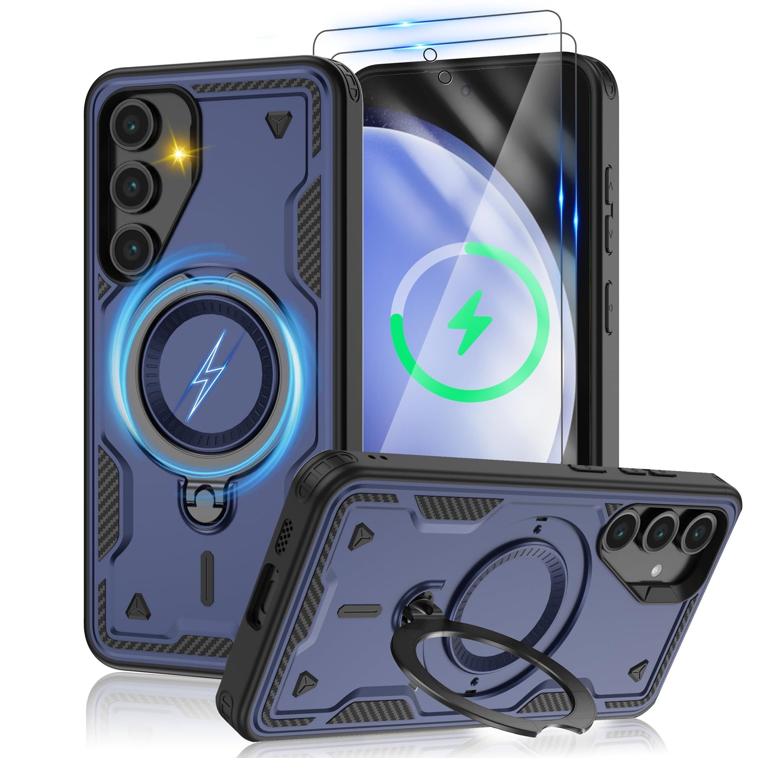 for Samsung Galaxy-S23-Ultra-Case with Magsafe & [HD Screen Protector×2][Anti-Fingerprint], 360° Metal Rotated Kickstand,Military Grade Shockproof Protective for Galaxy S23 Ultra Case,Light Blue