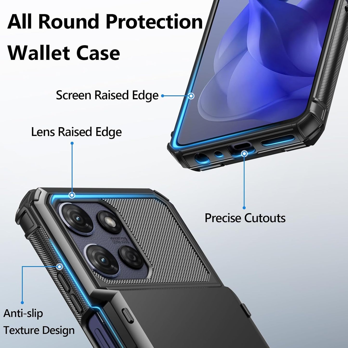 Vofolen for Moto G Power 2025/2026 Case Wallet with Card Holder Dual Layer Heavy Duty Shockproof Protective Hidden Flip 4-Card Slots Phone Cover for Motorola Moto G Power 5G 2025/2026 Women Men Black