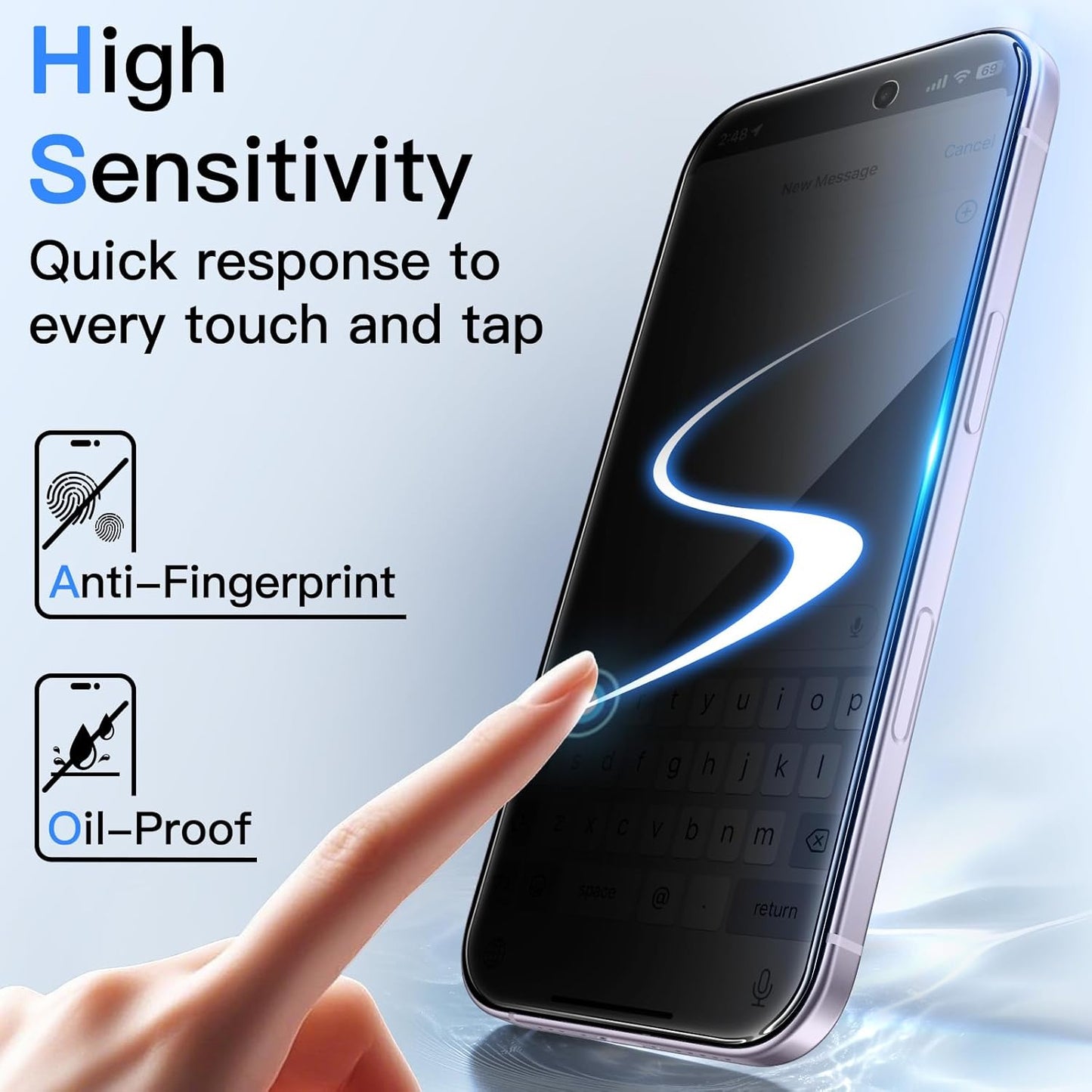 JETech Privacy Screen Protector for iPhone 17 6.3-Inch, Anti-Spy Tempered Glass Film with Easy Installation Tool, 2-Pack