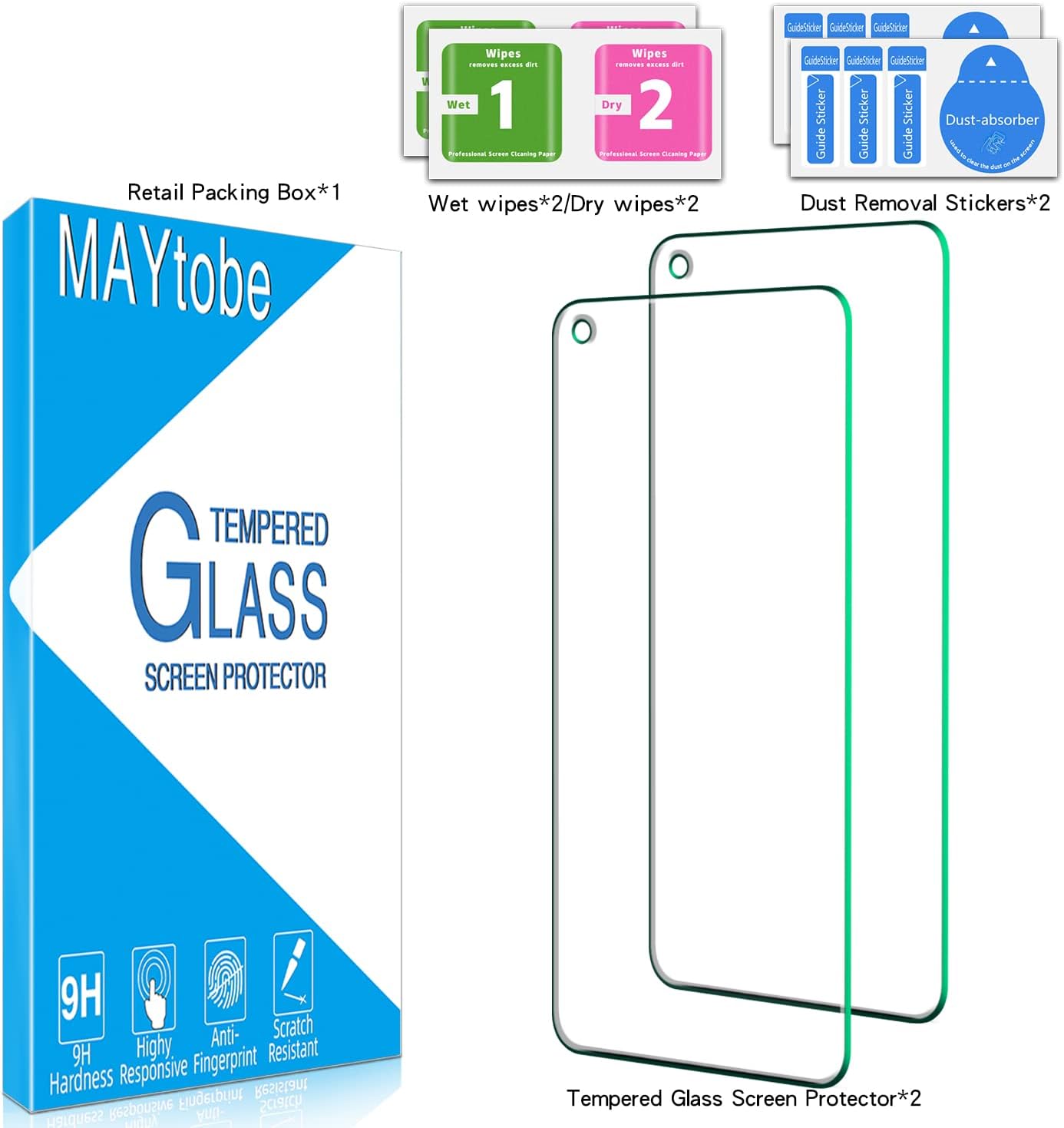 MAYtobe [2 Pack] Designed For Motorola Moto G Stylus 5G, Moto G Stylus 2021 Screen Protector Tempered Glass, Support Fingerprint Reader, Anti-Scratch, Bubble Free