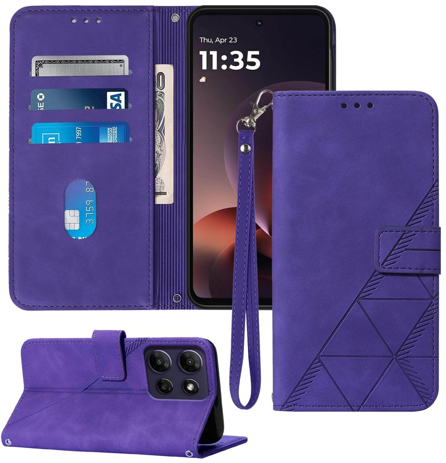 for Moto G Power 2026 Case Wallet, Card Holder Slots, Wrist Strap, TPU Interior Phone Protective, Stand PU Leather Flip Cases Cover for Moto G Power - 2026 (Black)