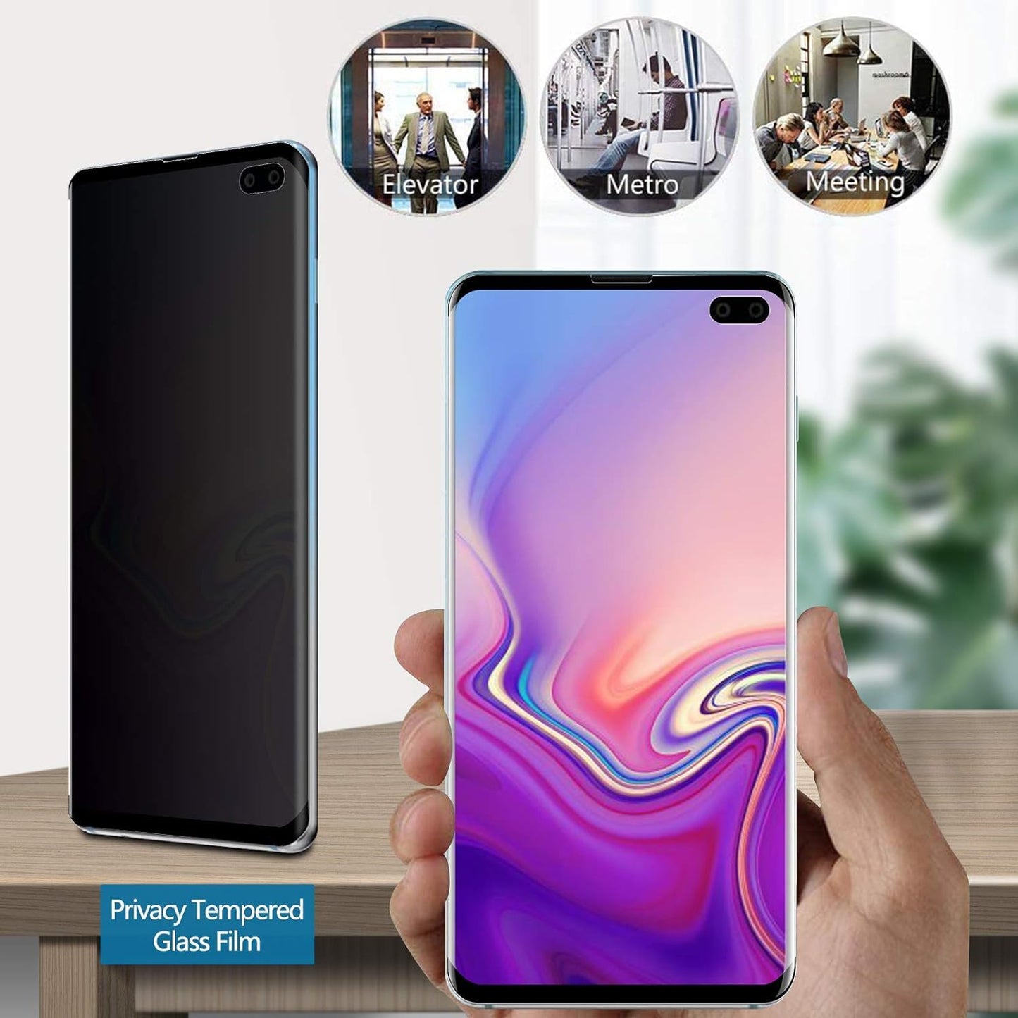 Fotbor 2 Pack for Samsung Galaxy Note 10 Plus Privacy Tempered Glass Screen Protector, 9H Hardness Anti-Scratch Fulll Coverage Case Friendly [Don’t Support Fingerprint Unlock]