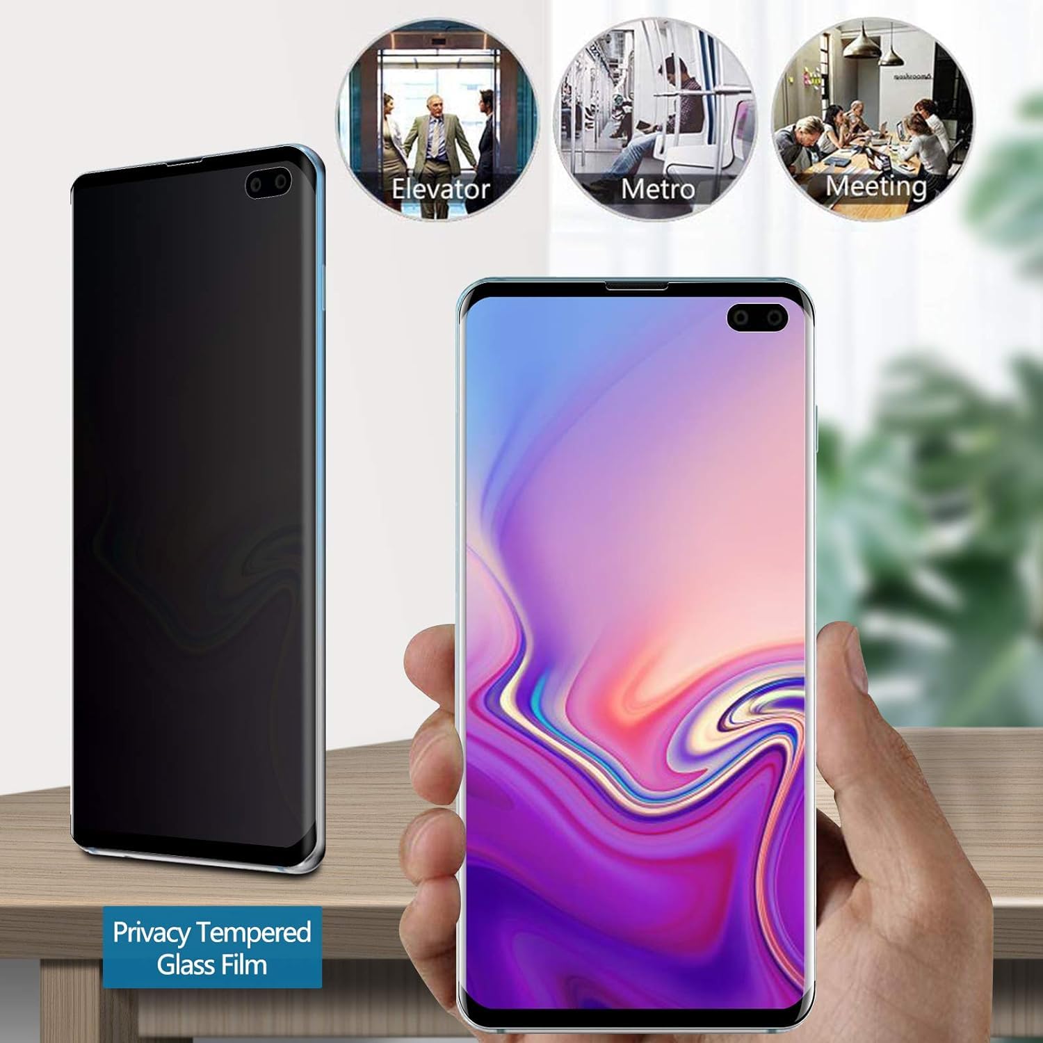 Fotbor 2 Pack for Samsung Galaxy Note 10 Plus Privacy Tempered Glass Screen Protector, 9H Hardness Anti-Scratch Fulll Coverage Case Friendly [Don’t Support Fingerprint Unlock]