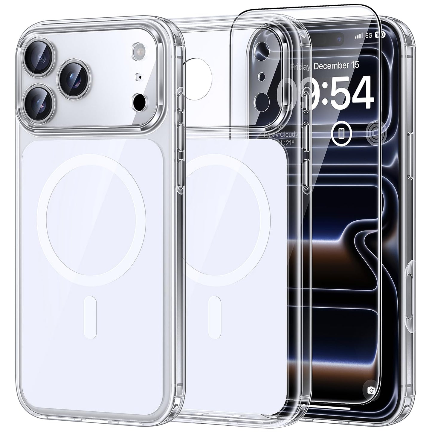 TAURI for iPhone 17 Case, Anti-Yellowing with Screen Protector, Military-Grade Protection Shockproof Slim Phone Case for iPhone 17, Clear