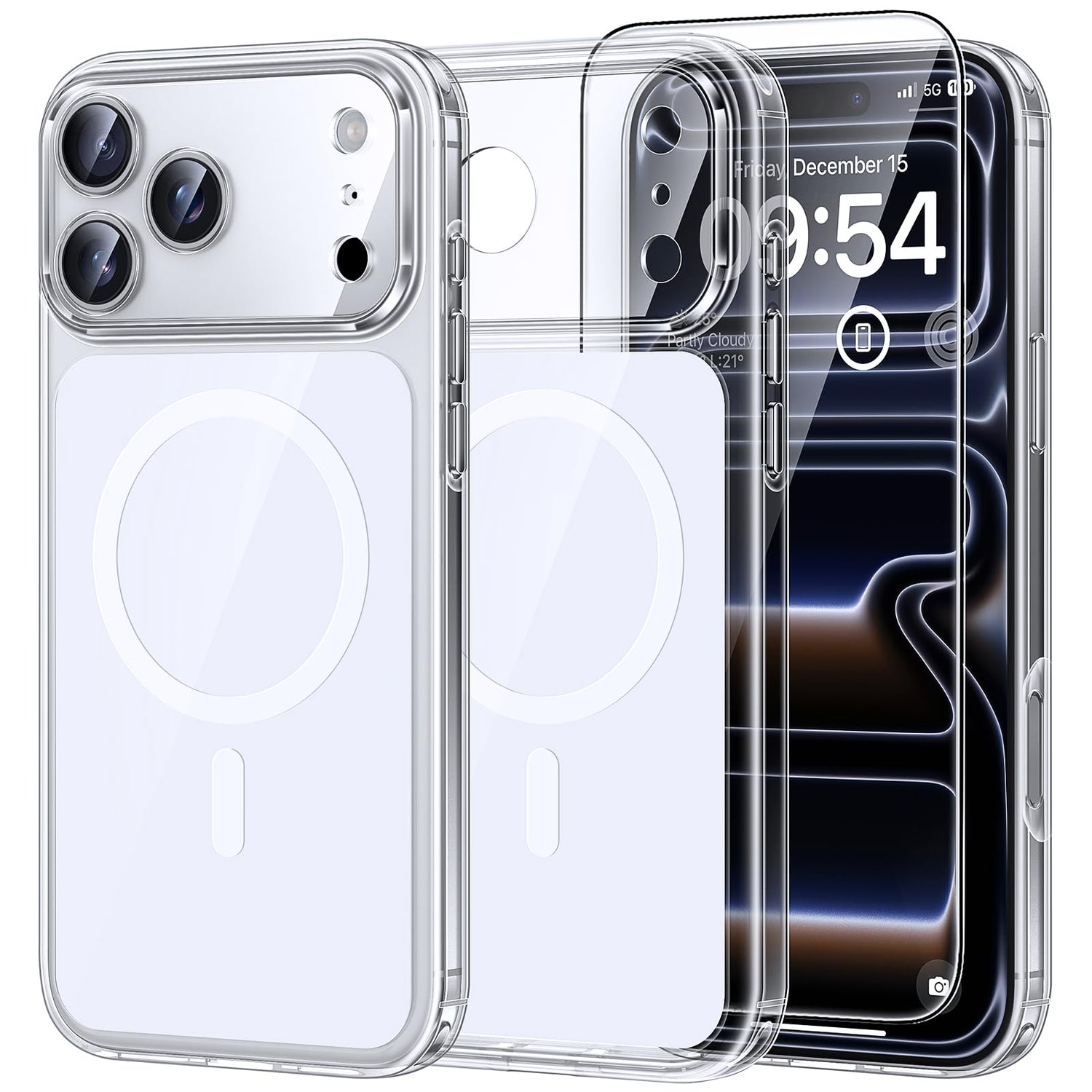 TAURI for iPhone 17 Case, Anti-Yellowing with Screen Protector, Military-Grade Protection Shockproof Slim Phone Case for iPhone 17, Clear